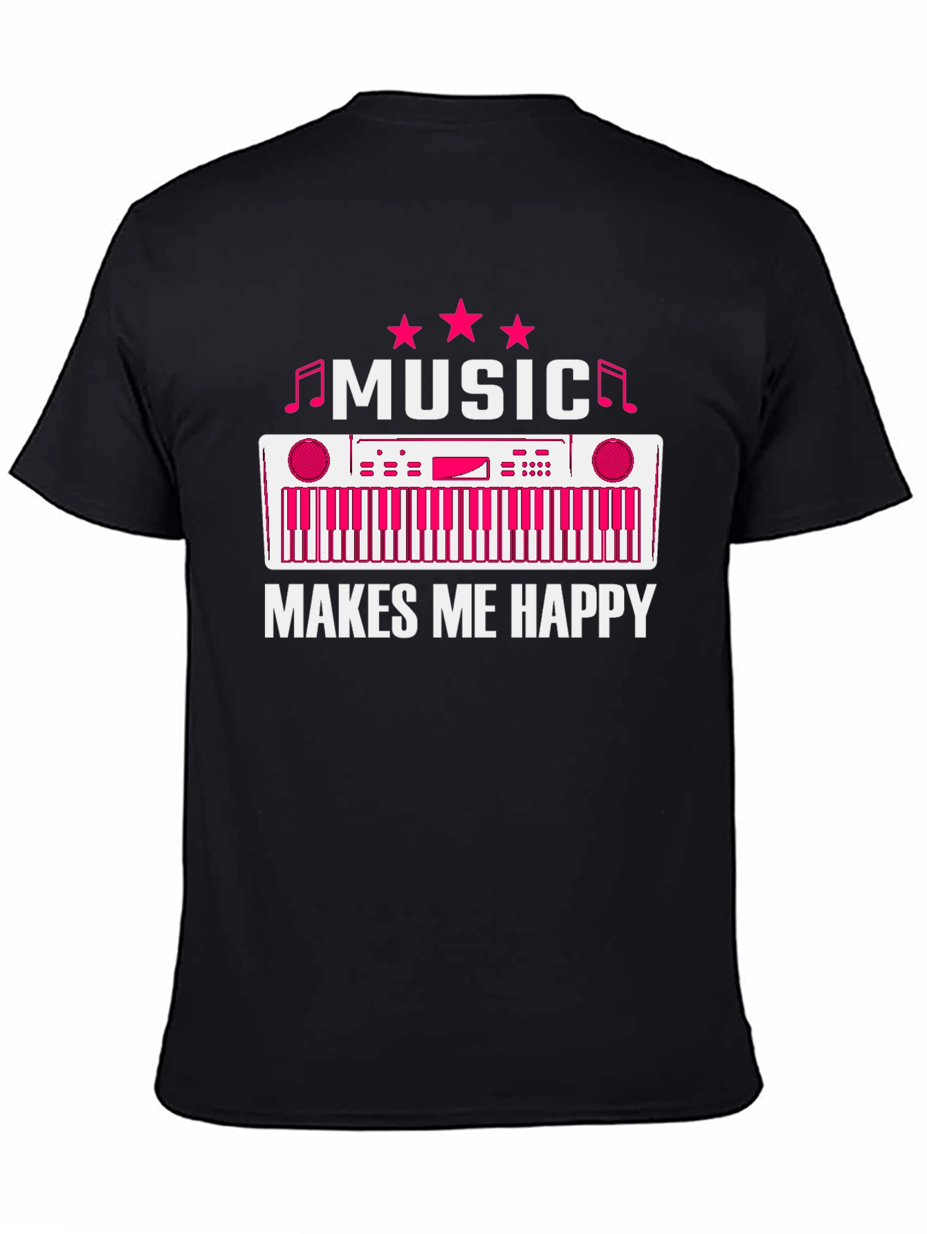 Black Music Makes Me Happy T-Shirt - Keyboard Design view 4