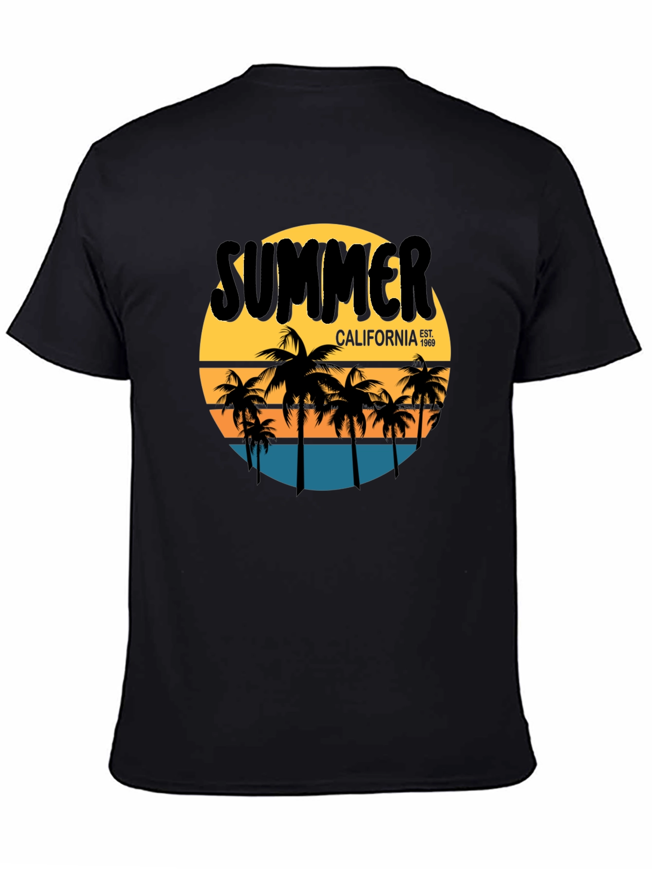 Black Summer California Graphic Tee - Palm Tree T-Shirt view 4