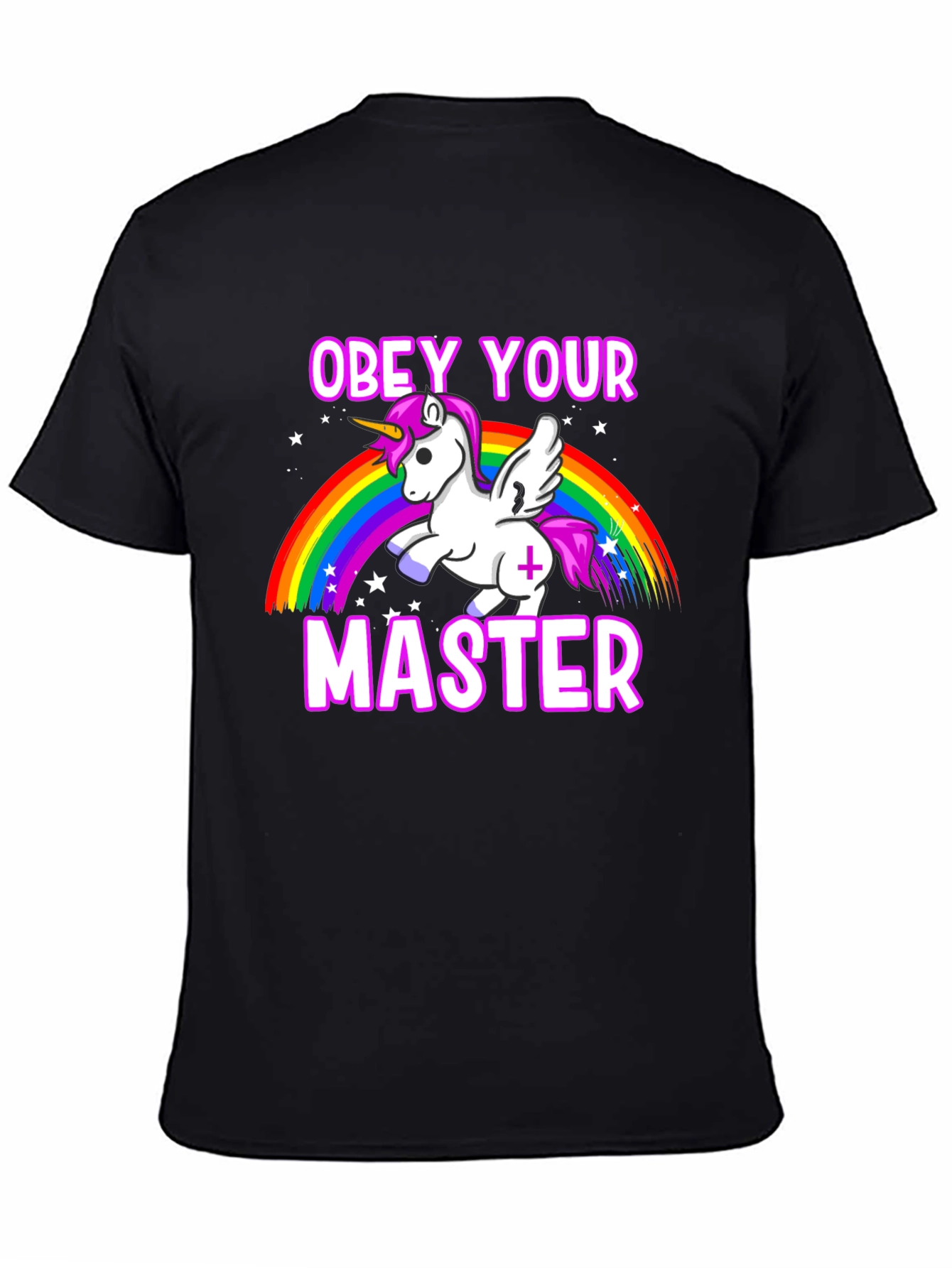 Black Obey Your Master Unicorn Graphic T-Shirt view 4
