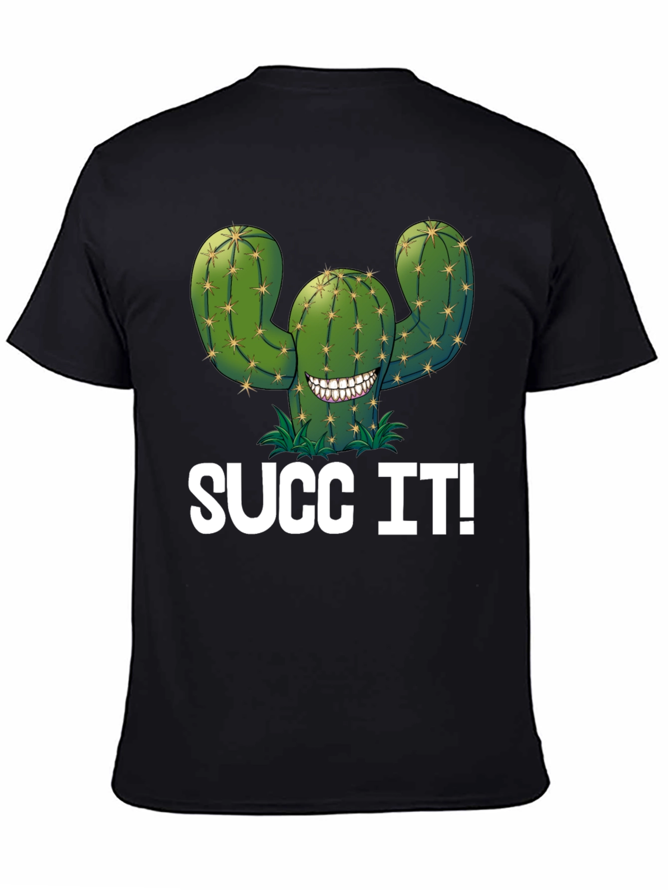 Black Succ It! Cactus Graphic T-Shirt - Novelty Tee view 4