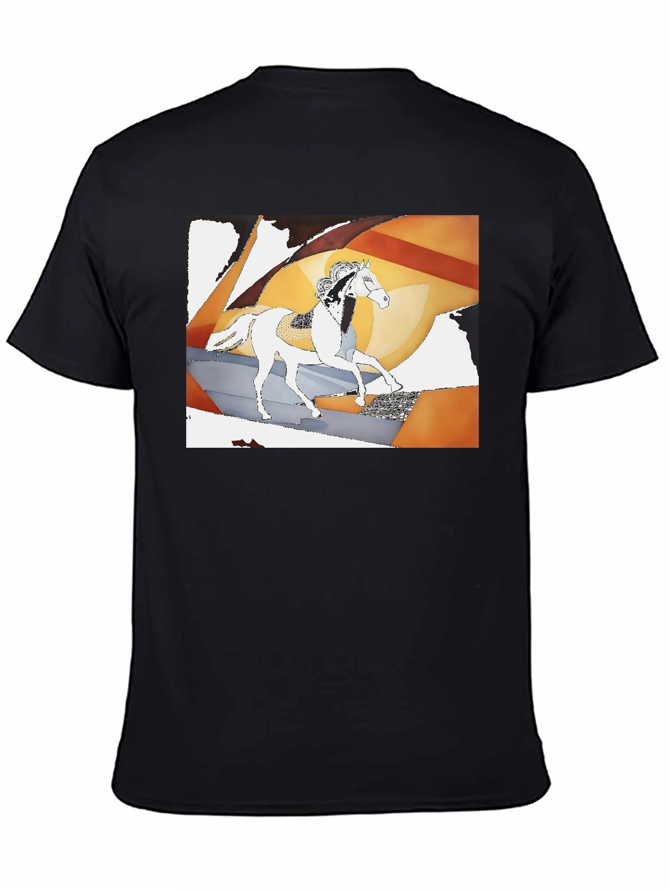 Black Abstract Horse Graphic Tee - Stylish Black T-Shirt view 4