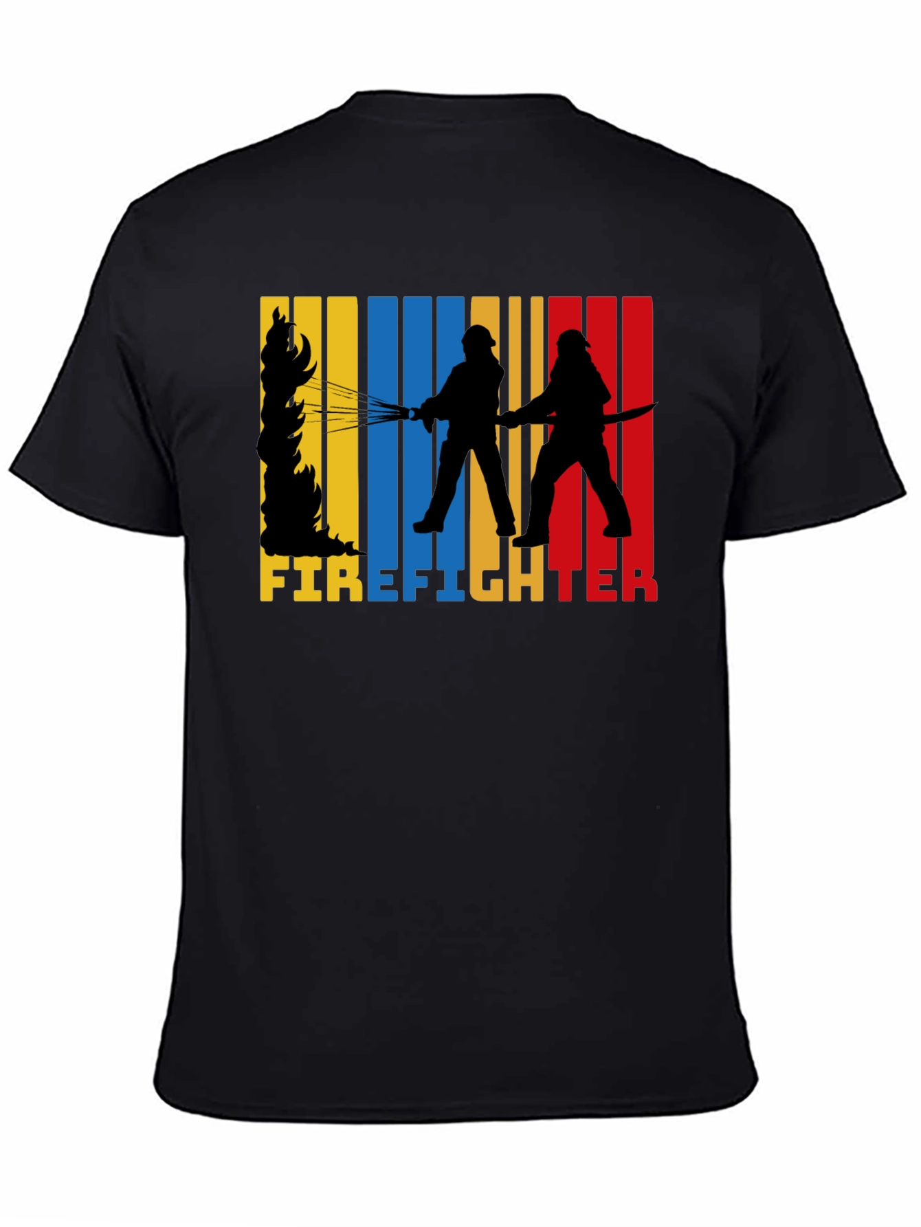 Black Firefighter Graphic Tee - Black Cotton T-Shirt view 4