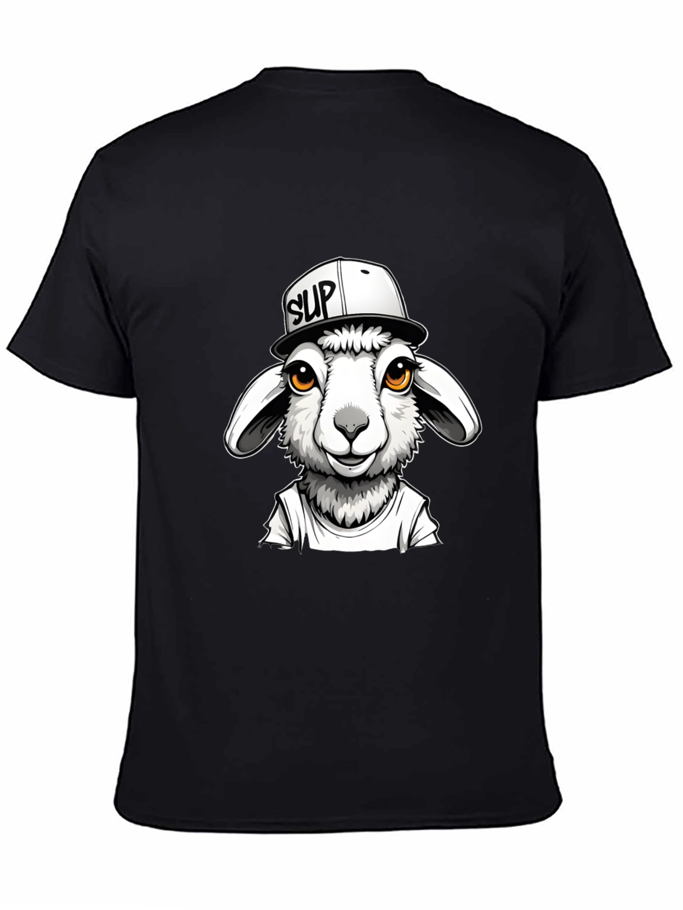 Black Cool Sheep Graphic Tee - Black Casual T-Shirt view 4