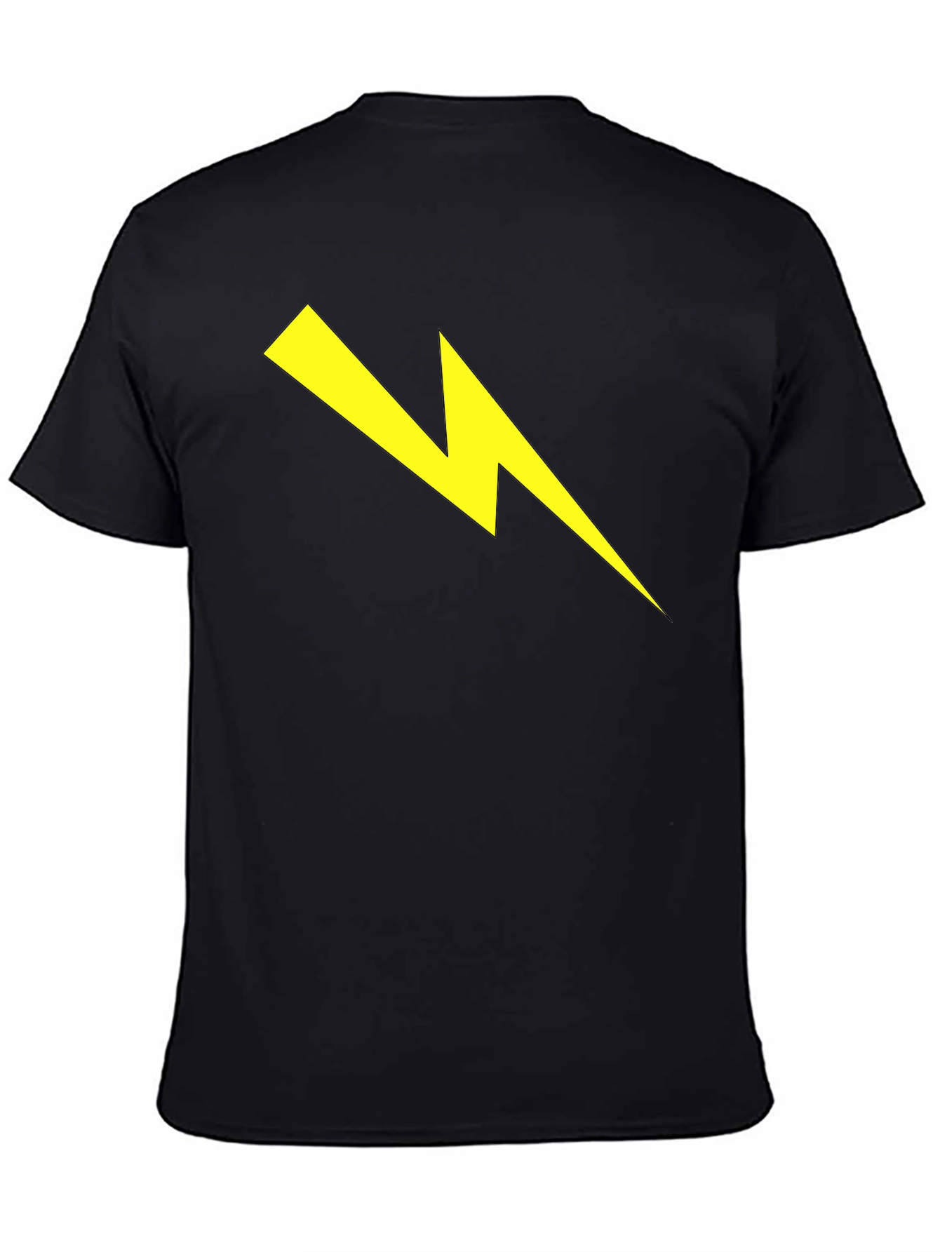 Black Lightning Bolt Graphic Tee - Striking Black Cotton T-Shirt view 4