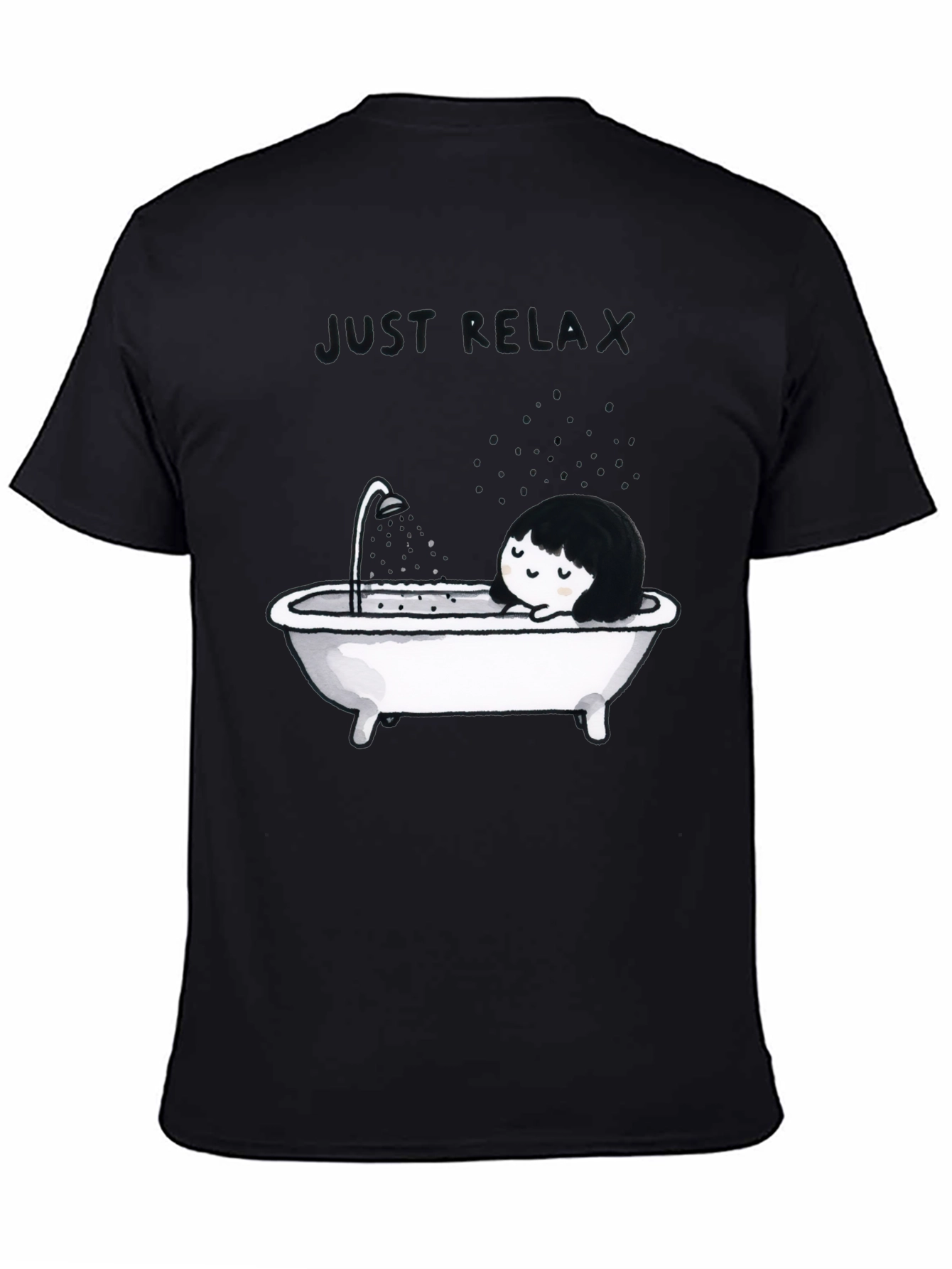 Black Just Relax Black Graphic Tee - Bathtub Design view 4