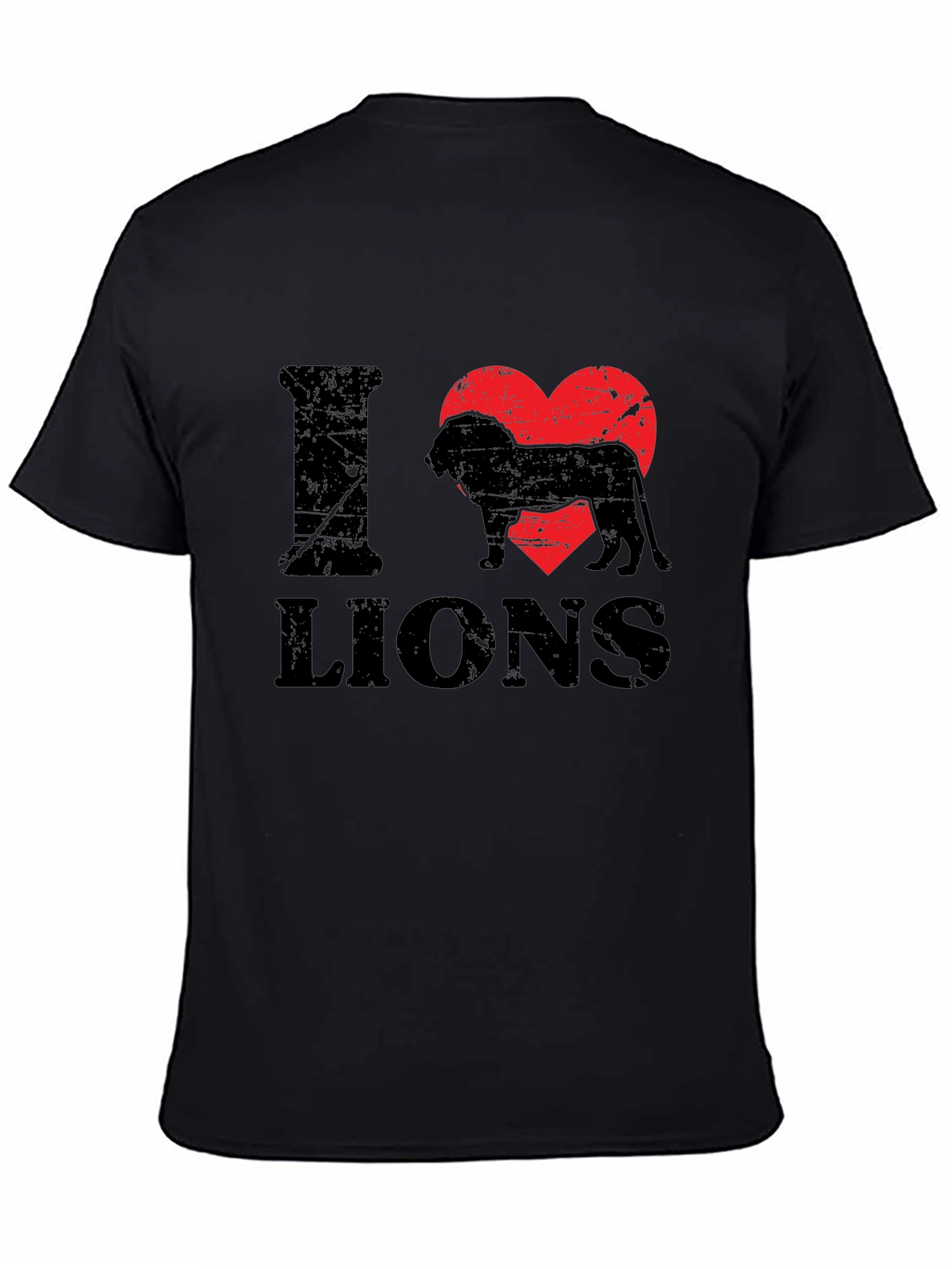 Black I Heart Lions Black T-Shirt - Animal Lover Tee view 4