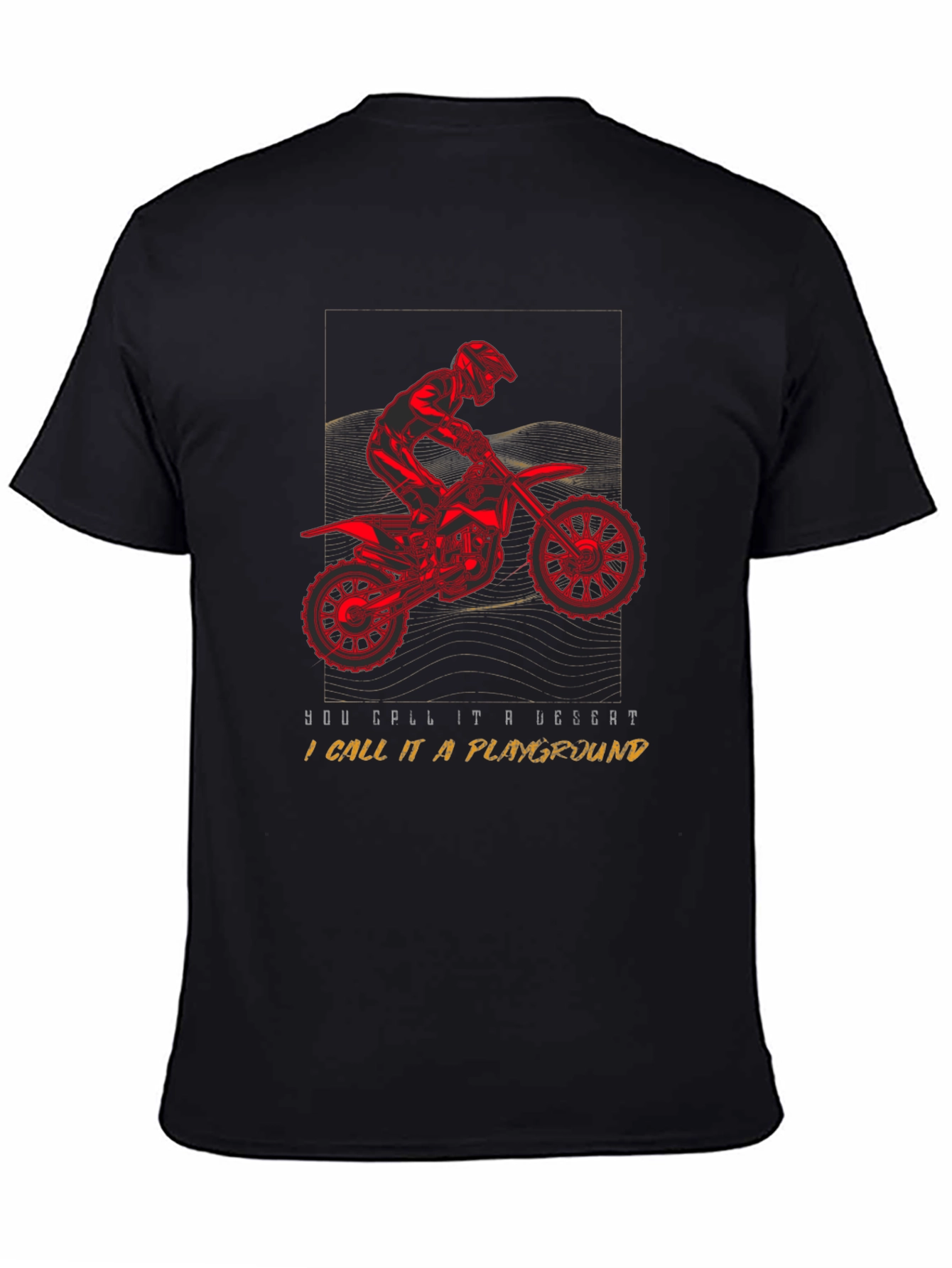 Black Motorcycle Desert Playground T-Shirt view 4