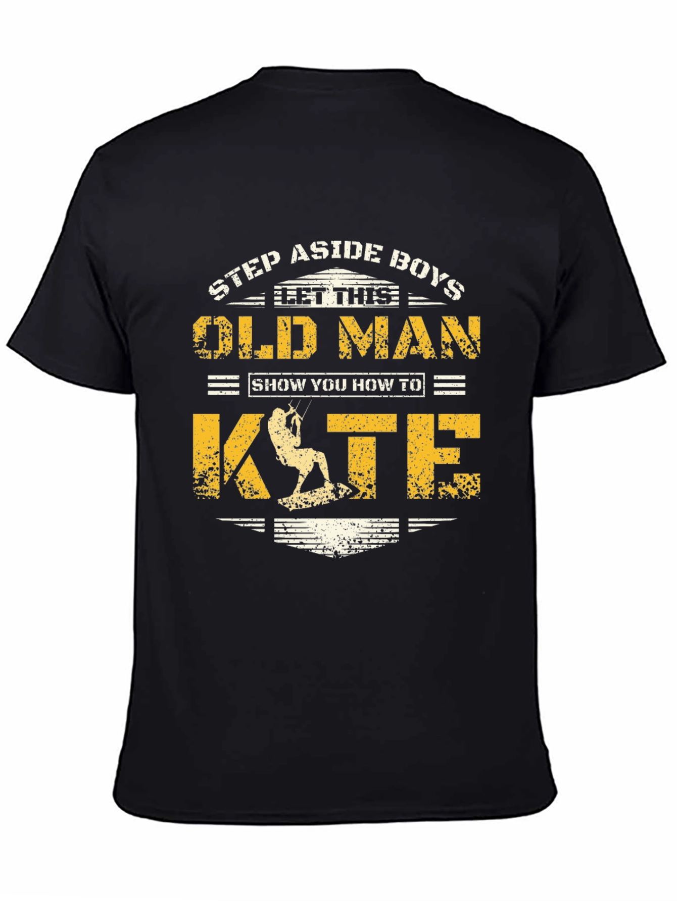 Black Old Man Kite T-Shirt: Step Aside Boys Tee view 4