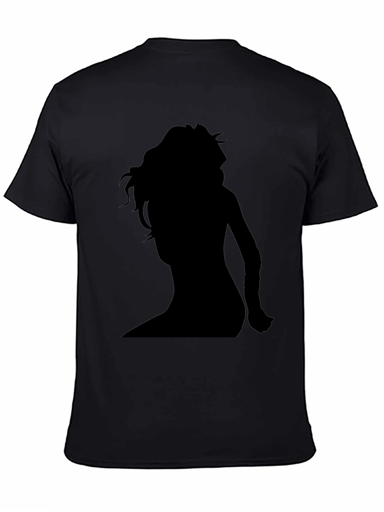 Black Silhouette Woman Graphic Tee - Black Cotton Shirt view 4