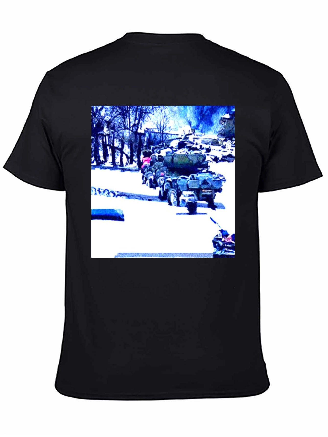 Black Military Vehicles on Black T-Shirt view 4