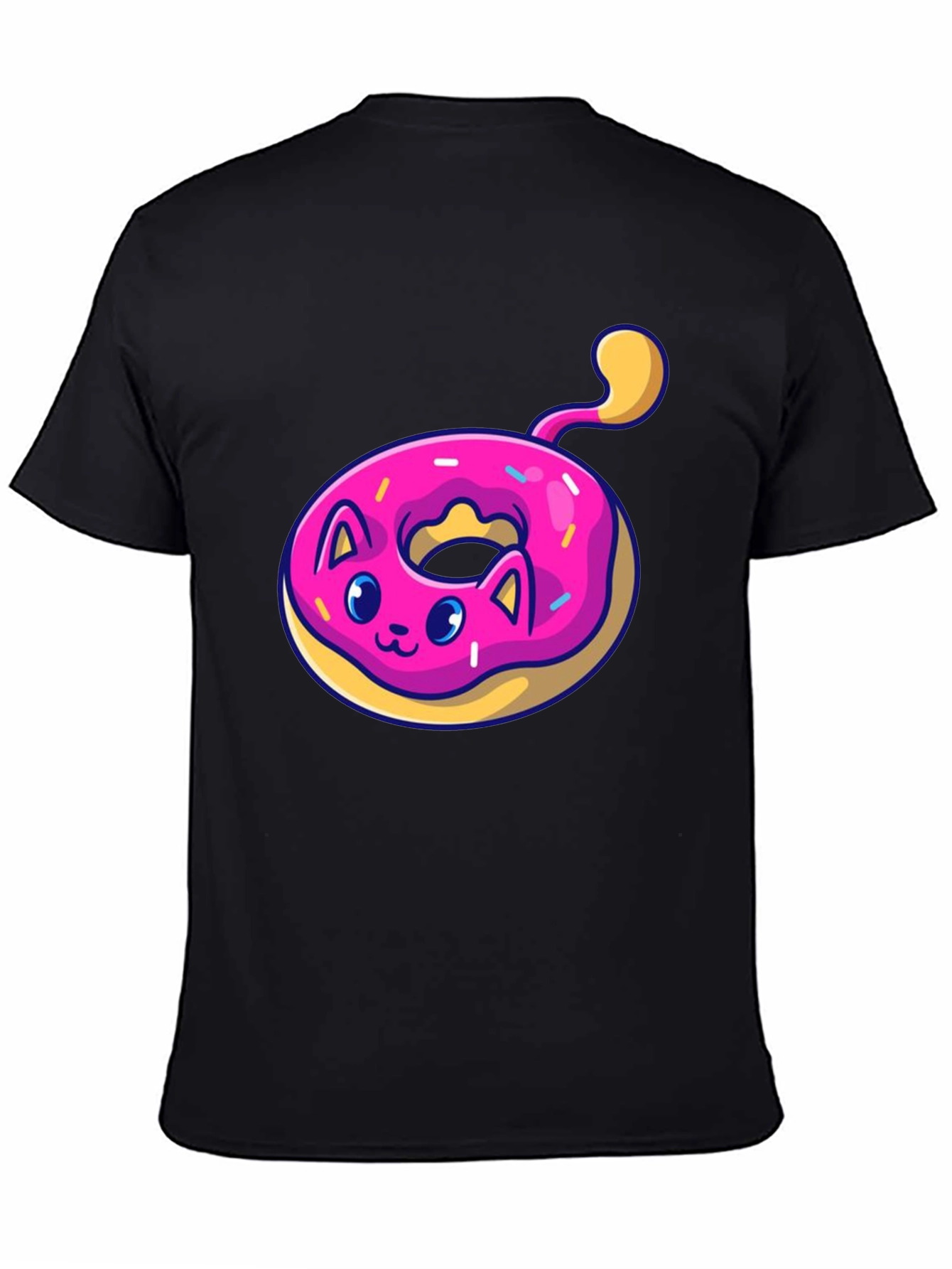 Black Cat Donut T-Shirt: Cute & Playful Black Tee view 4