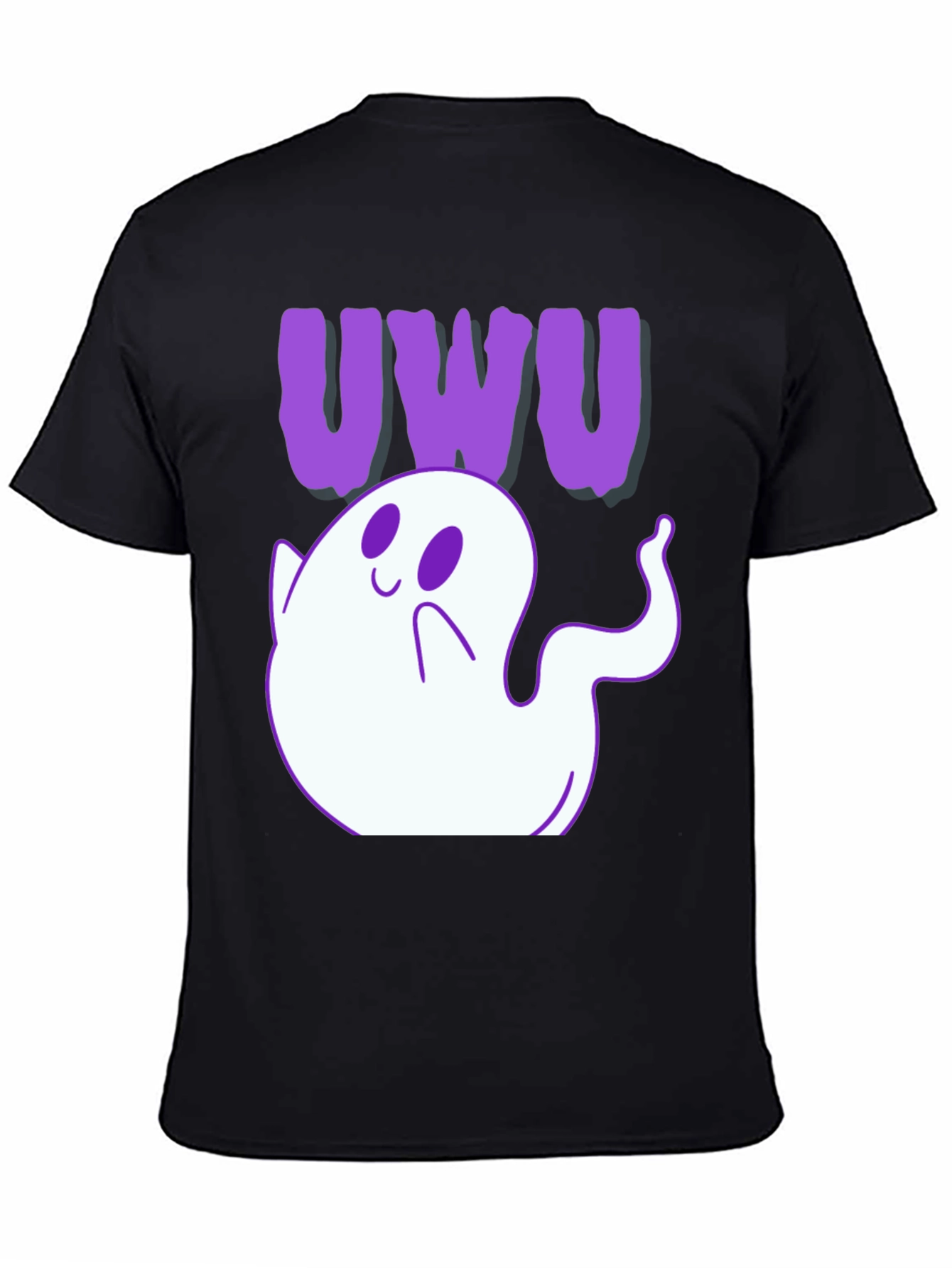 Black Cute Ghost "UWU" T-Shirt view 4