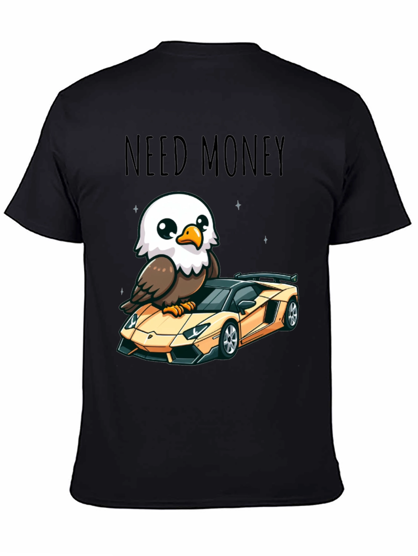 Black Need Money Eagle Car Graphic T-Shirt view 4