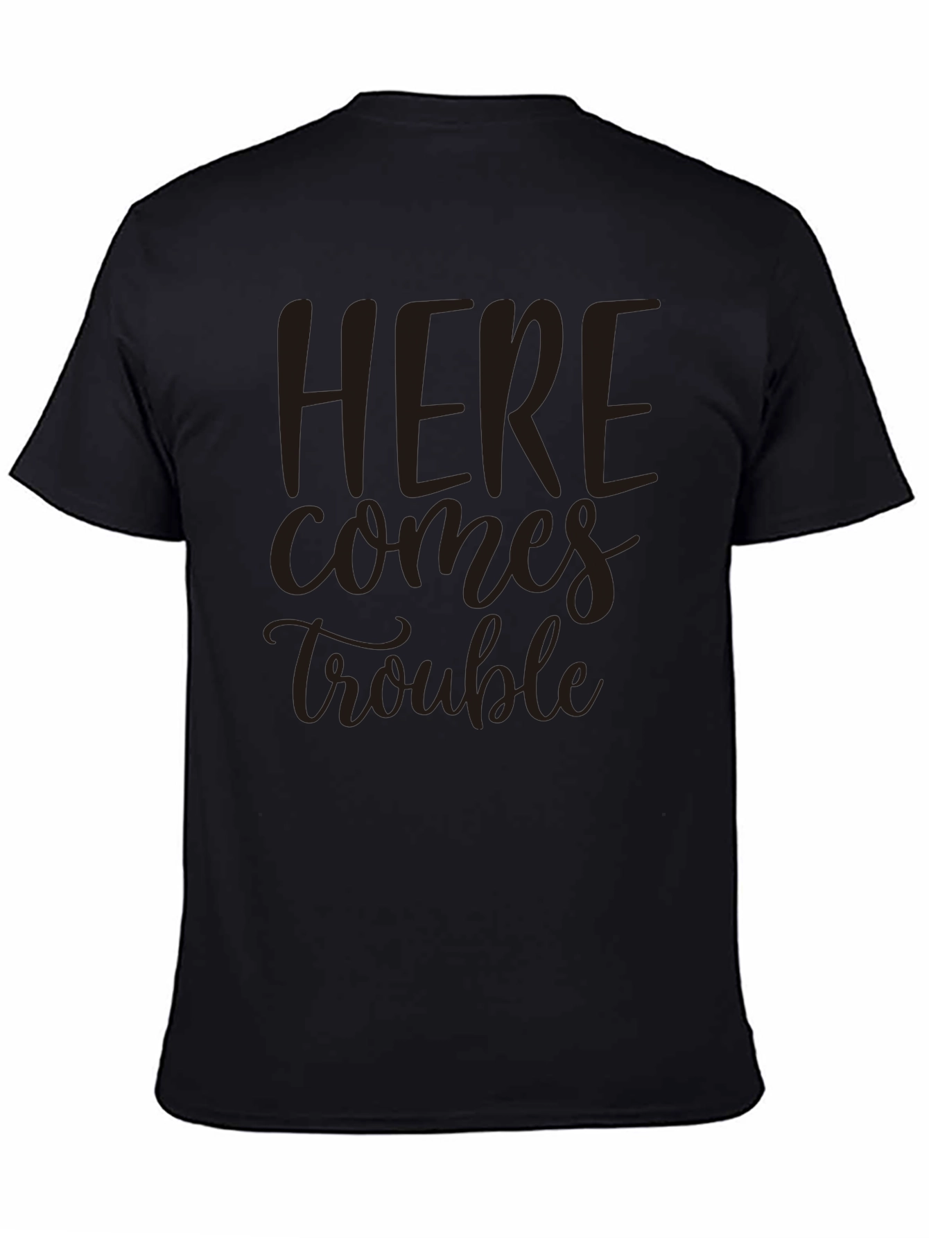 Black Here Comes Trouble Black Crew Neck Tee view 4