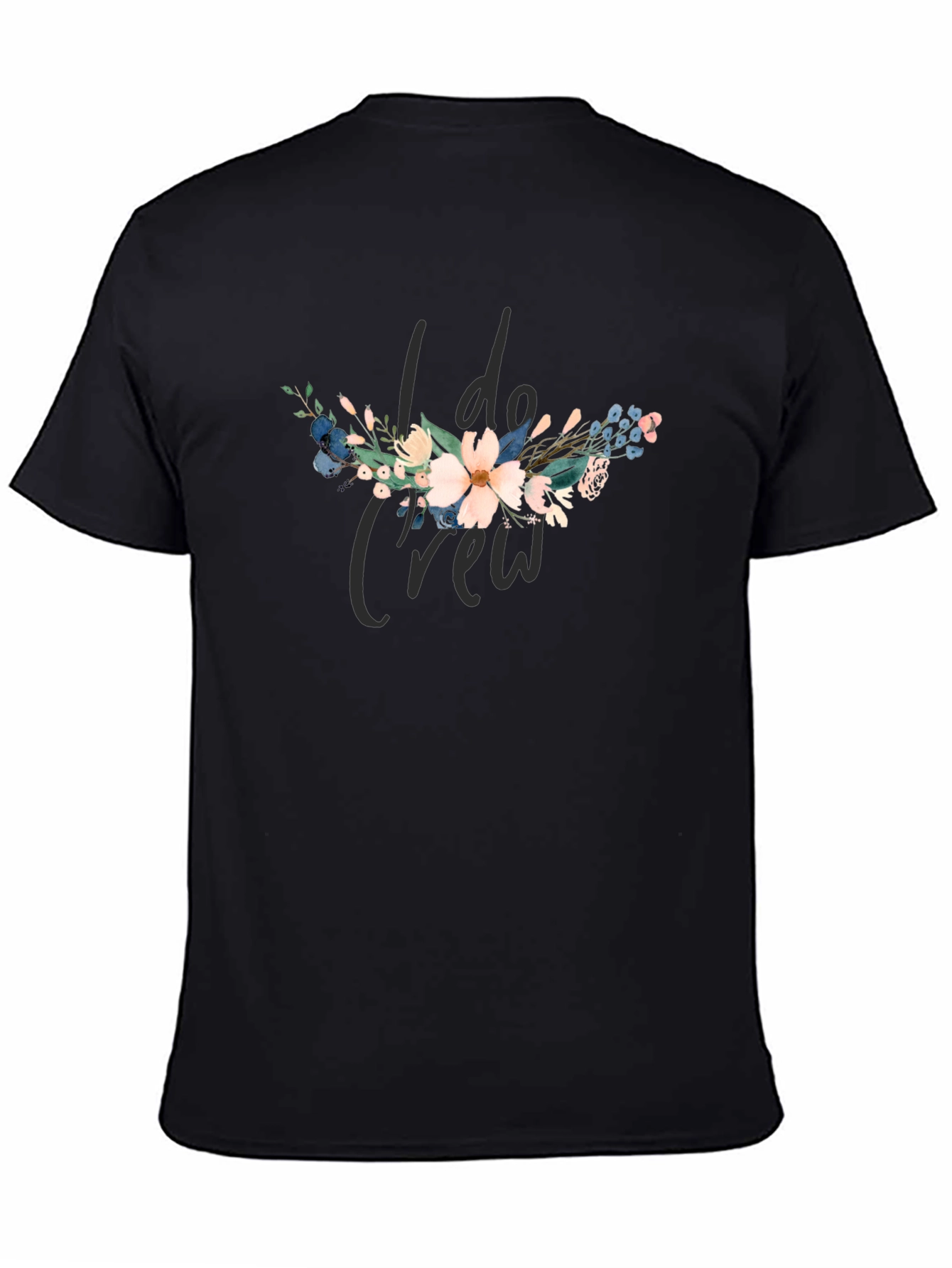 Black I Do Crew Floral Graphic Black T-Shirt view 4