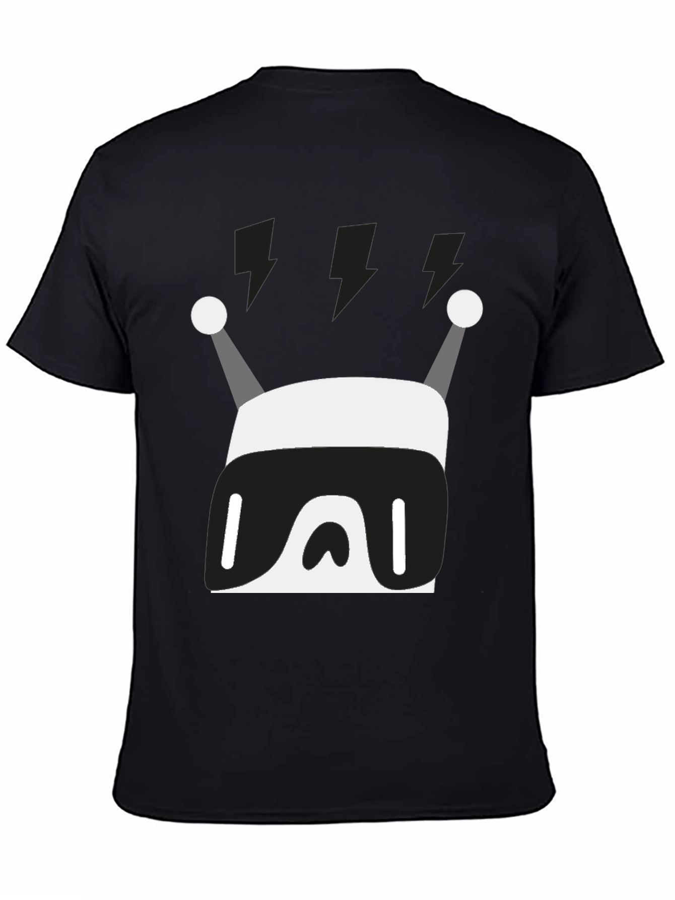 Black Modern Robot Graphic Print Black T-Shirt view 4