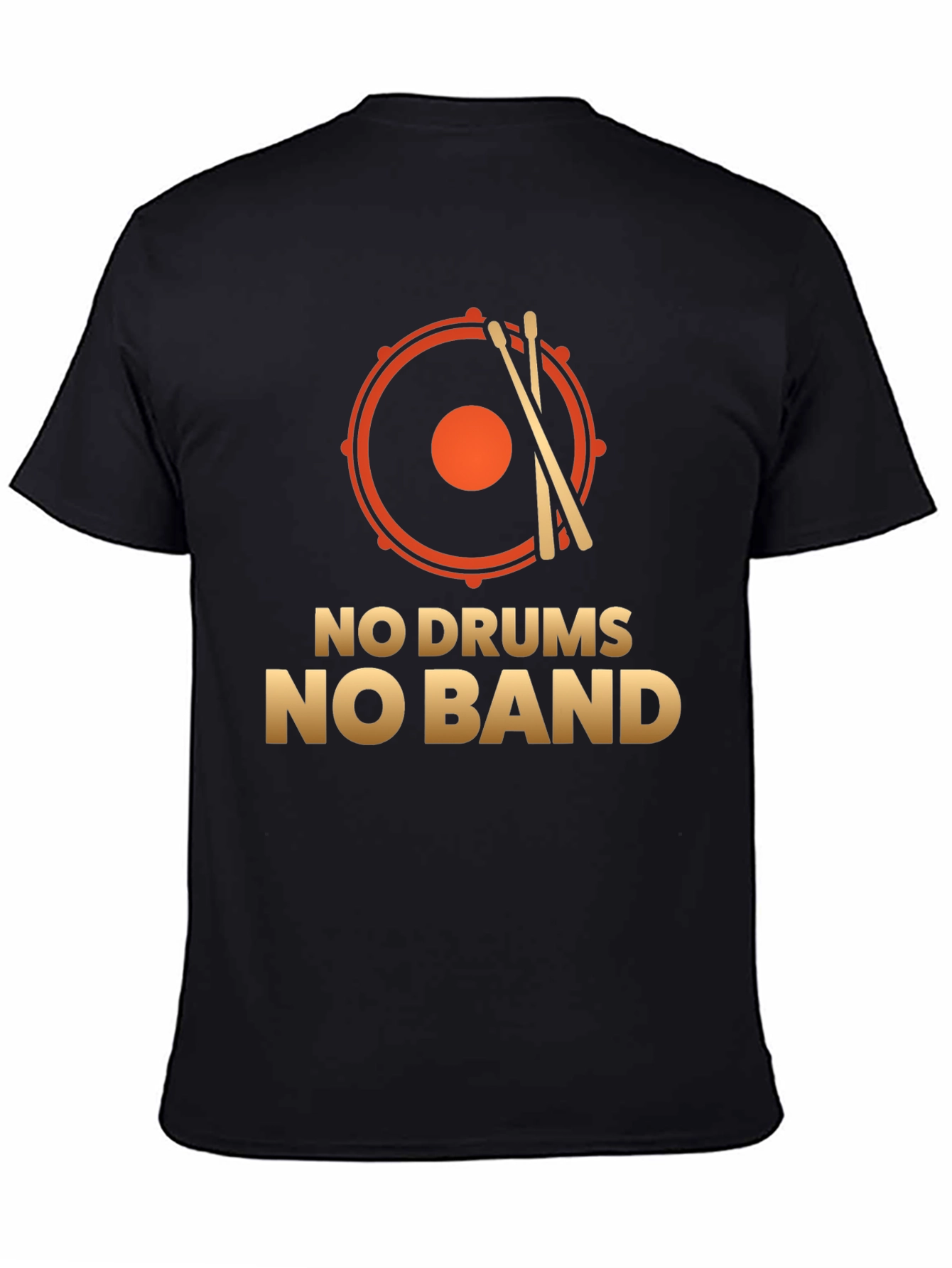 Black No Drums No Band T-Shirt: Music Lover Tee view 4