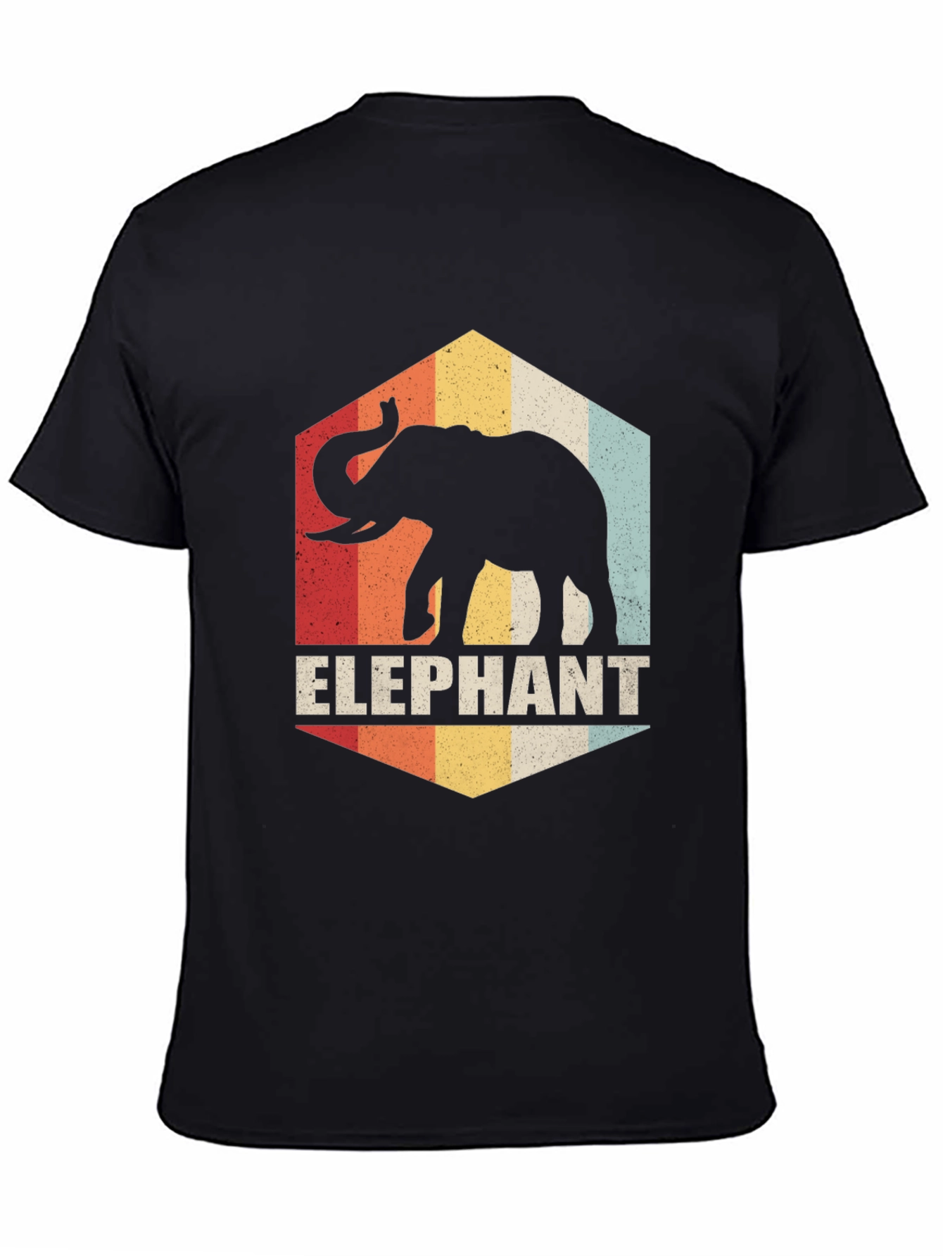 Black Retro Elephant Graphic Tee - Vintage Style Comfort view 4