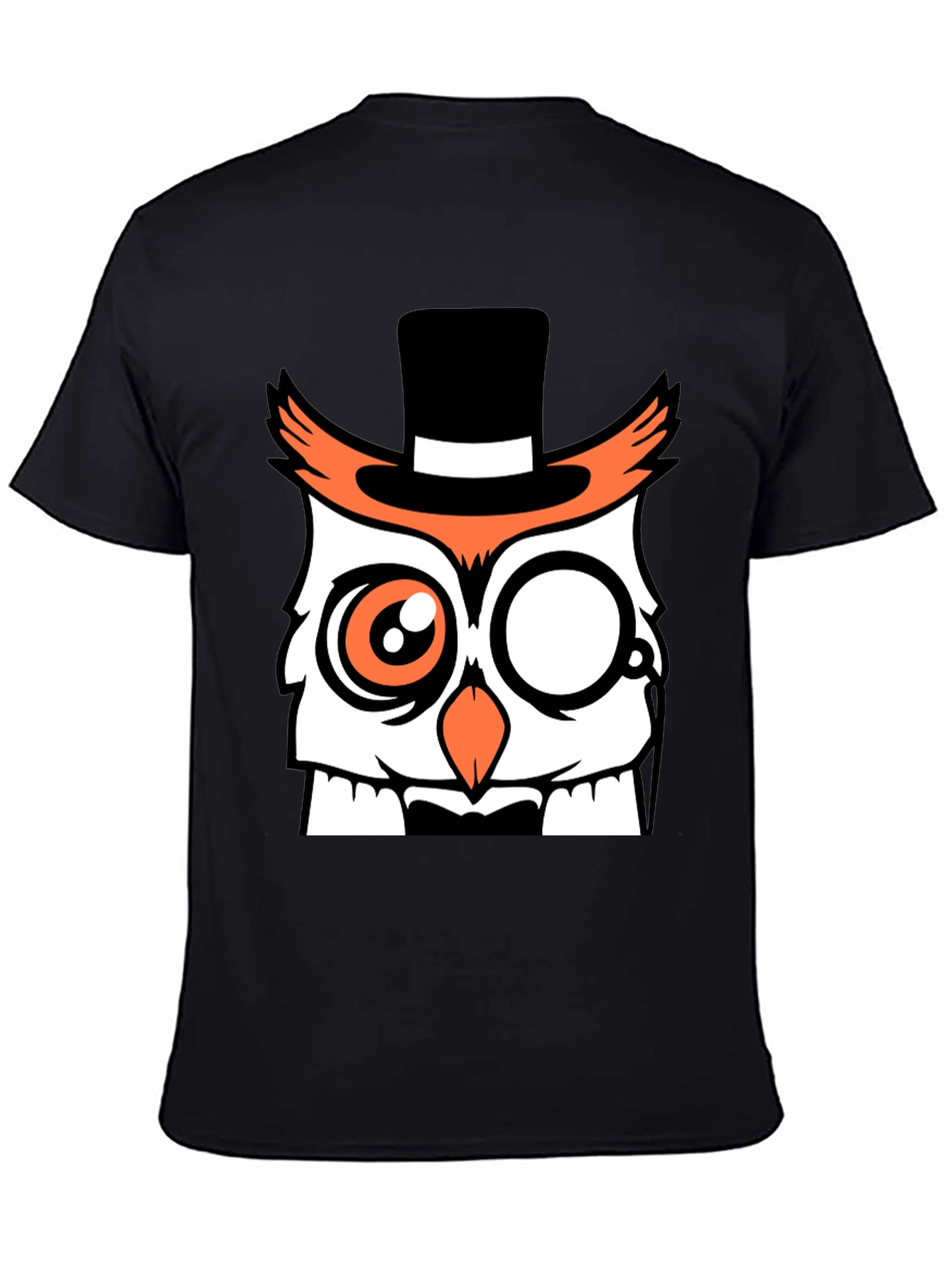 Black Dapper Owl T-Shirt - Funny Cartoon Design view 4