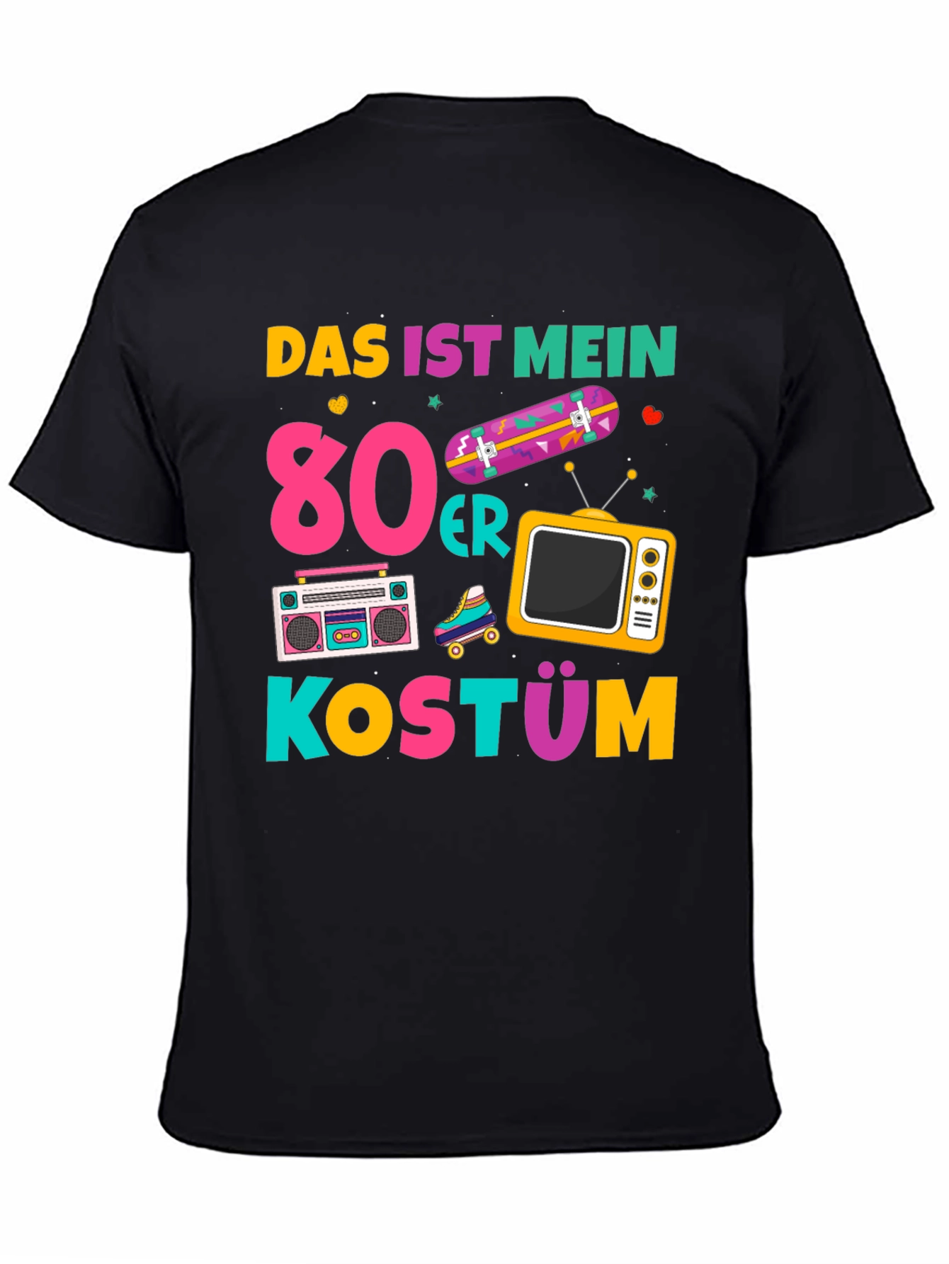 Black 80s Costume T-Shirt - Retro Style view 4