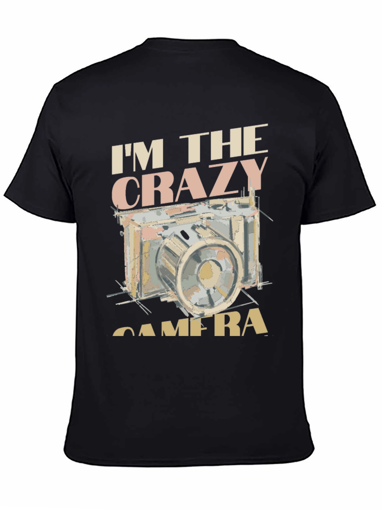 Black Crazy Camera Graphic Tee - Black Short Sleeve T-Shirt view 4