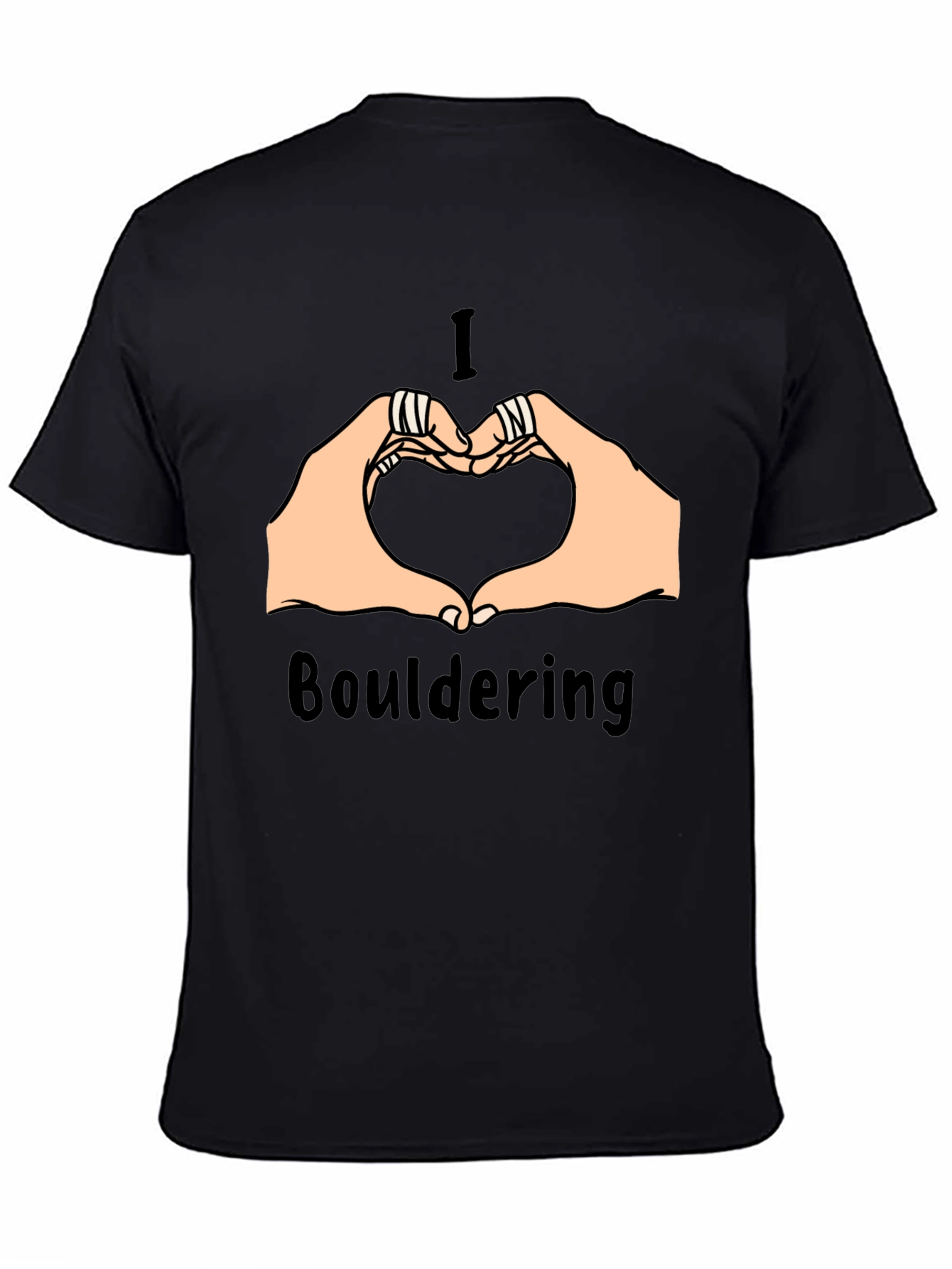Black I Love Bouldering Heart Hands Graphic Tee view 4