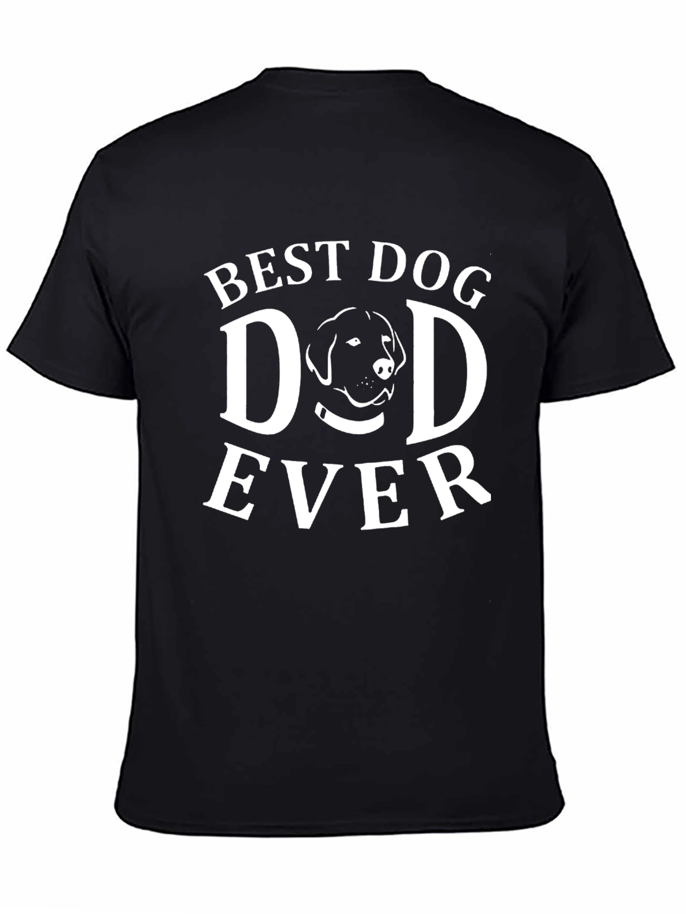 Black Best Dog Dad Ever T-Shirt - Black, Crew Neck, Short Sleeve view 4