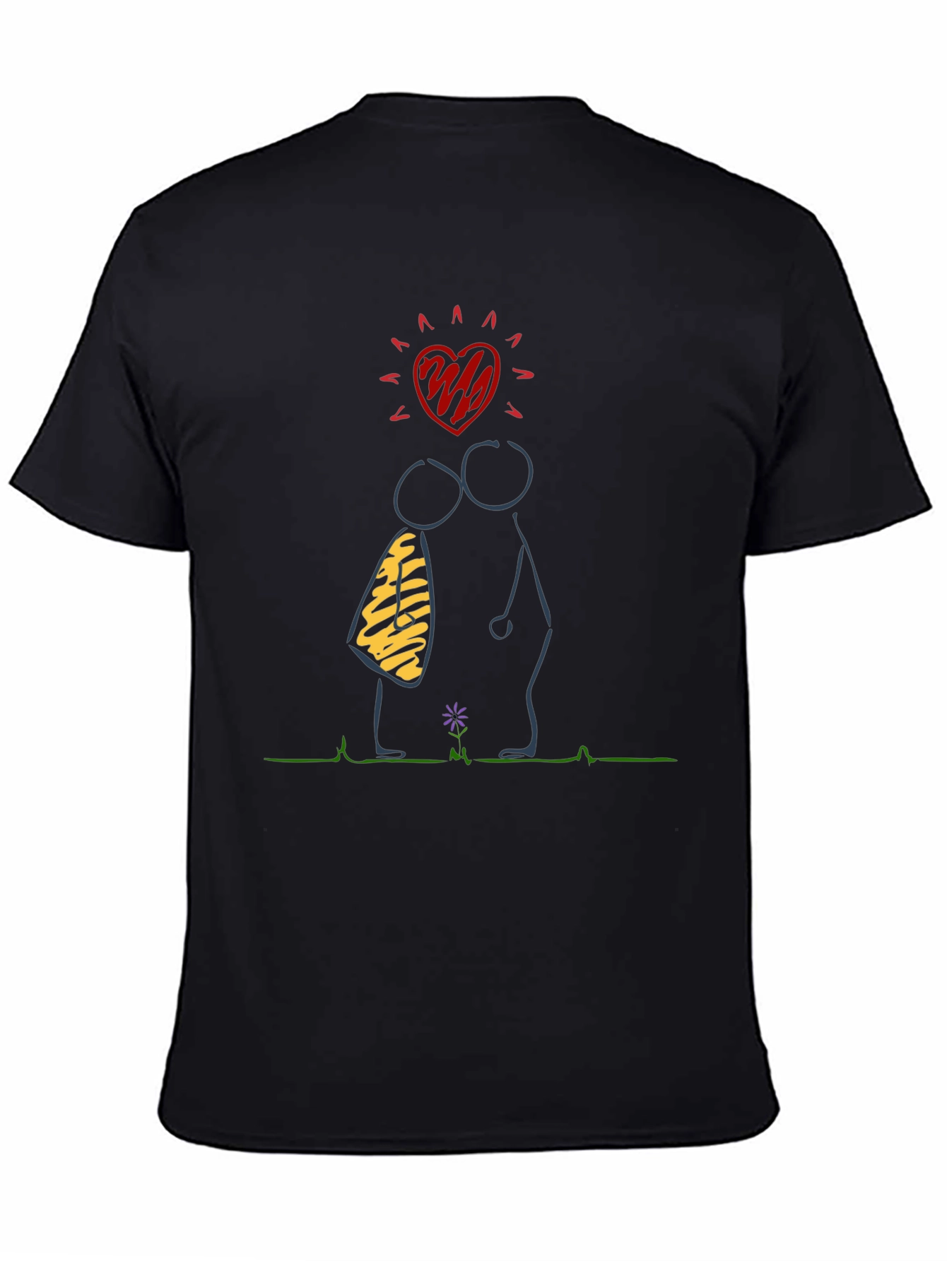 Black Stick Figure Love T-Shirt - Black view 4