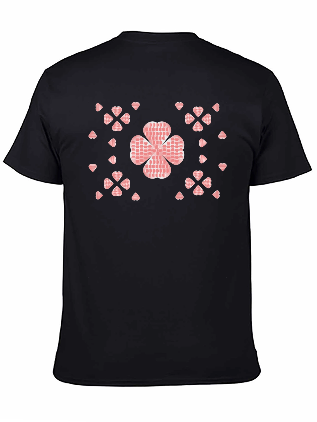 Black Lucky Clover Patterned Black T-Shirt view 4