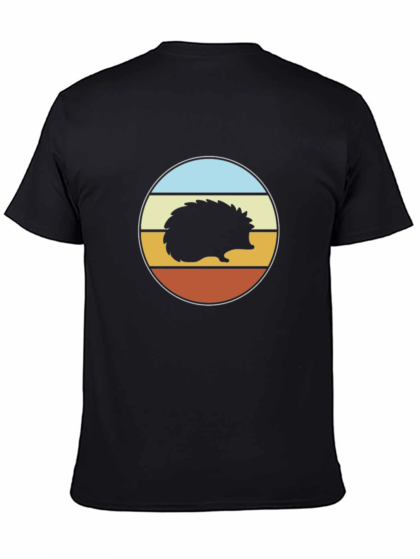 Black Retro Hedgehog Graphic Tee - Unisex Black T-Shirt view 4