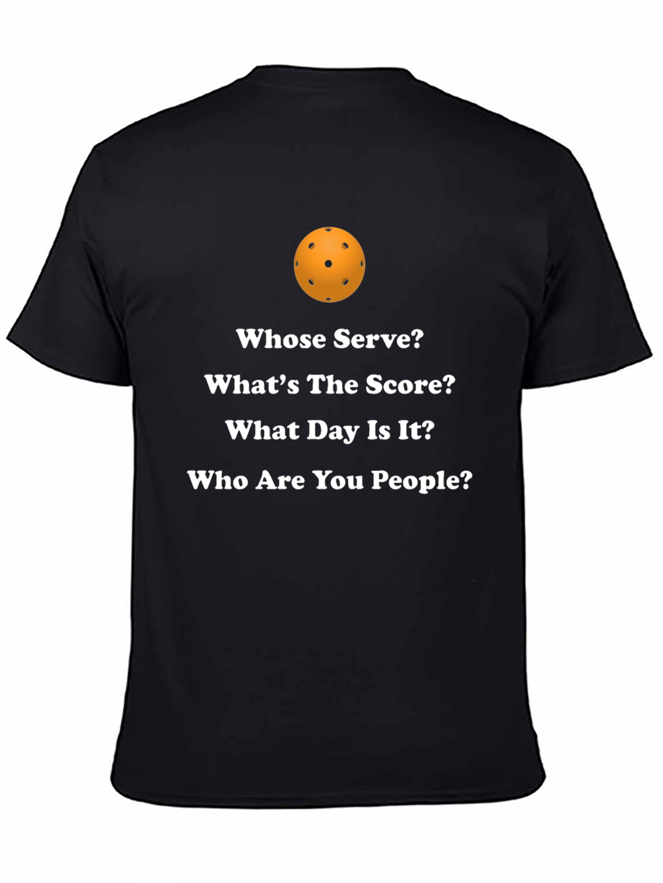 Black Pickleball Questions T-Shirt view 4