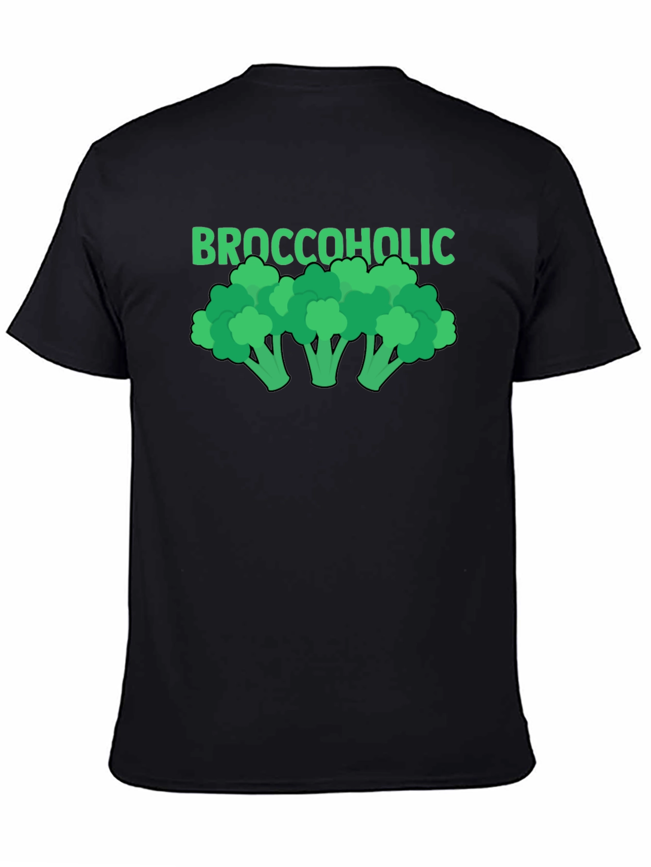 Black Broccoholic T-Shirt - Funny Vegetarian Tee view 4