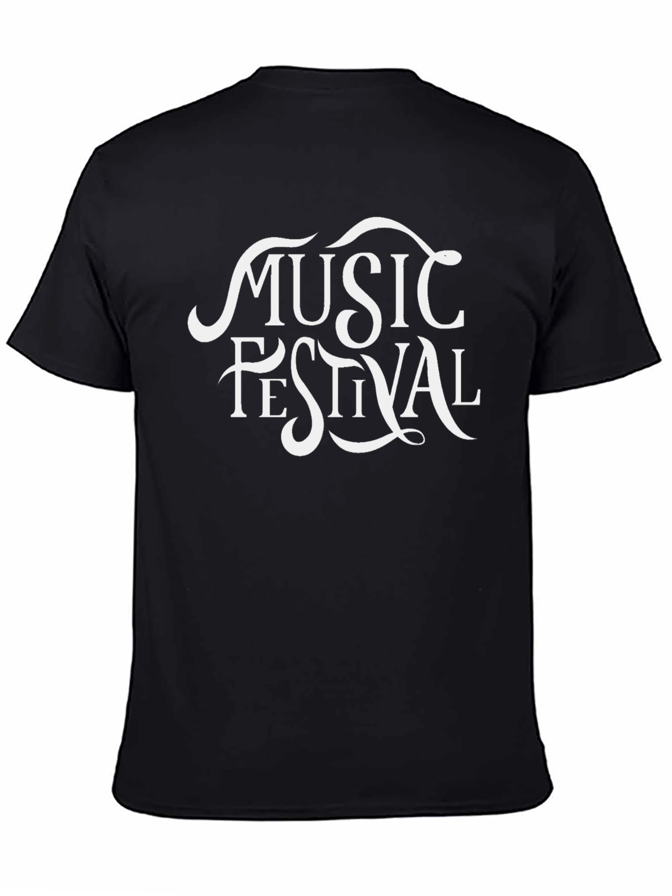 Black Music Festival Graphic Tee - Black Cotton T-Shirt view 4