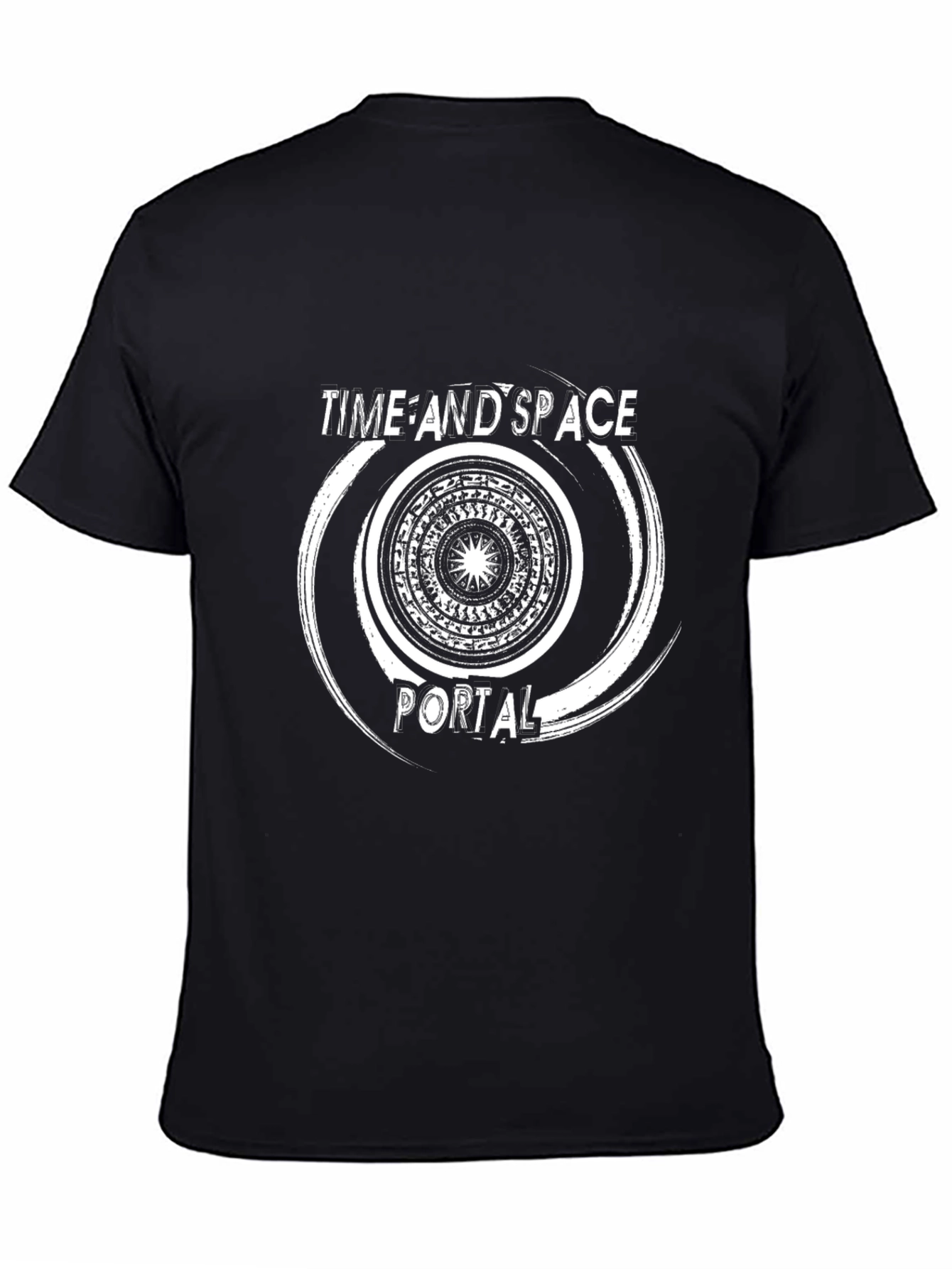 Black Time and Space Portal Black T-Shirt view 4