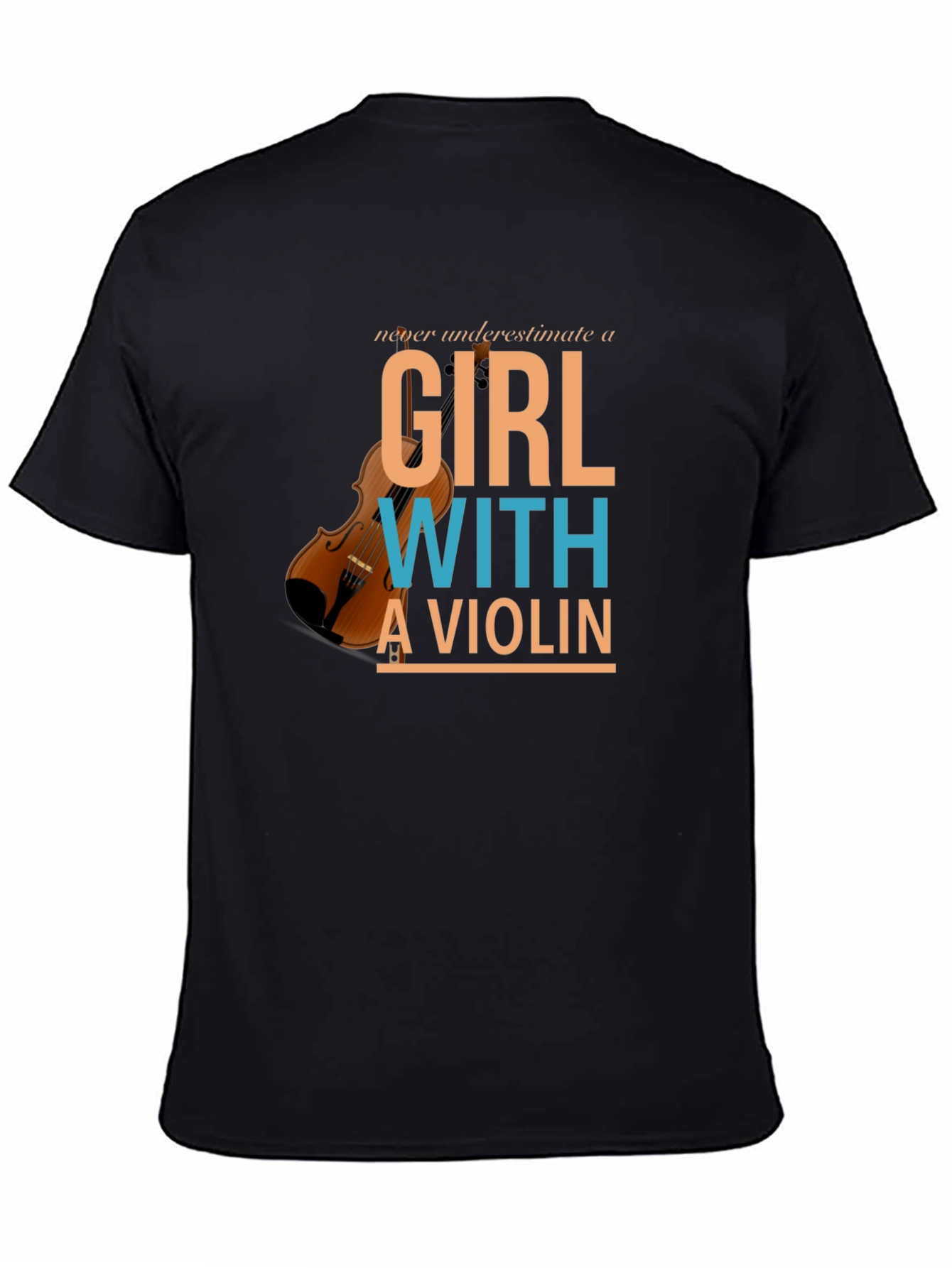 Black Violin Girl T-Shirt - Musician Gift view 4