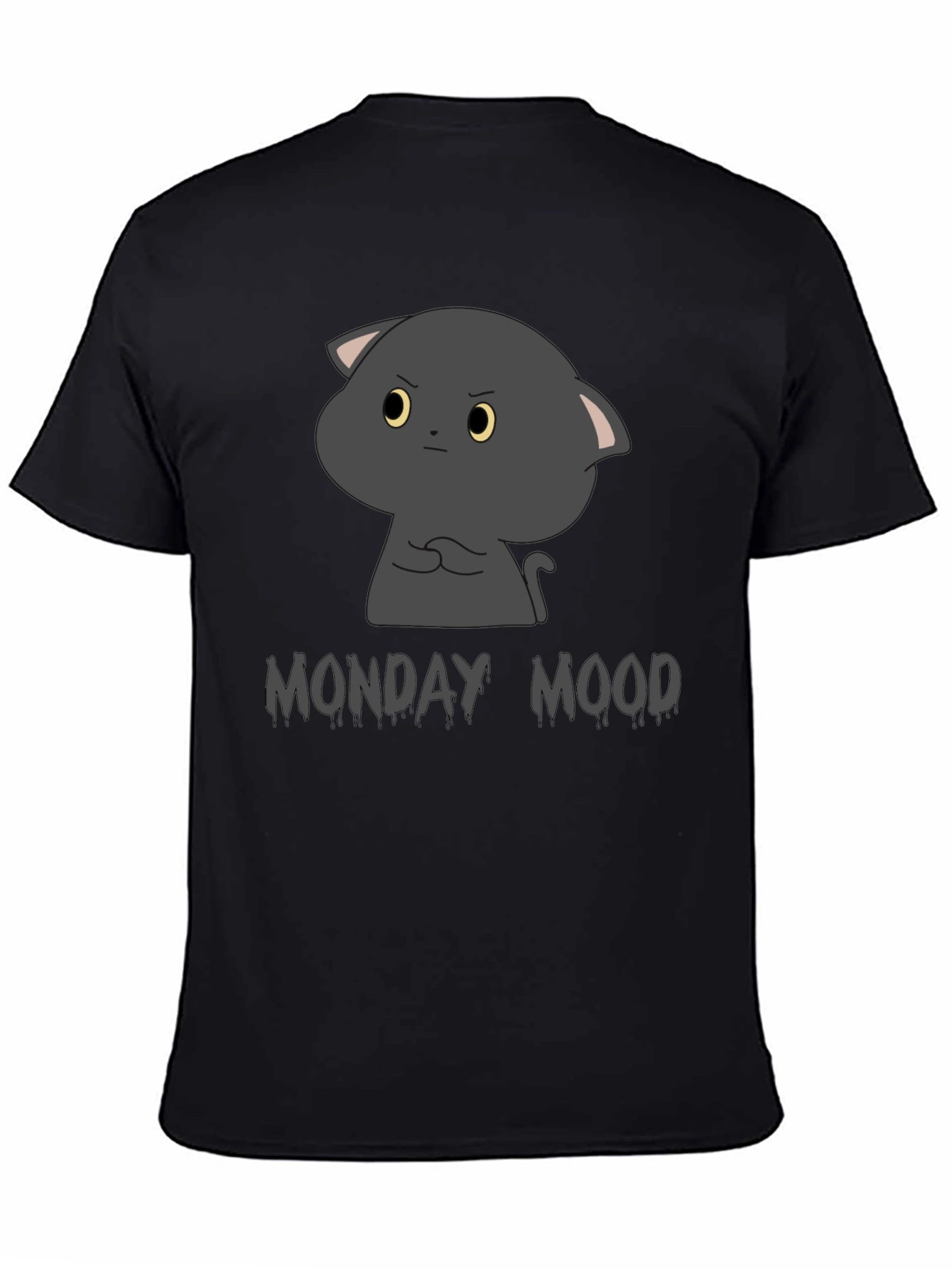 Black Monday Mood Grumpy Cat Black T-Shirt view 4
