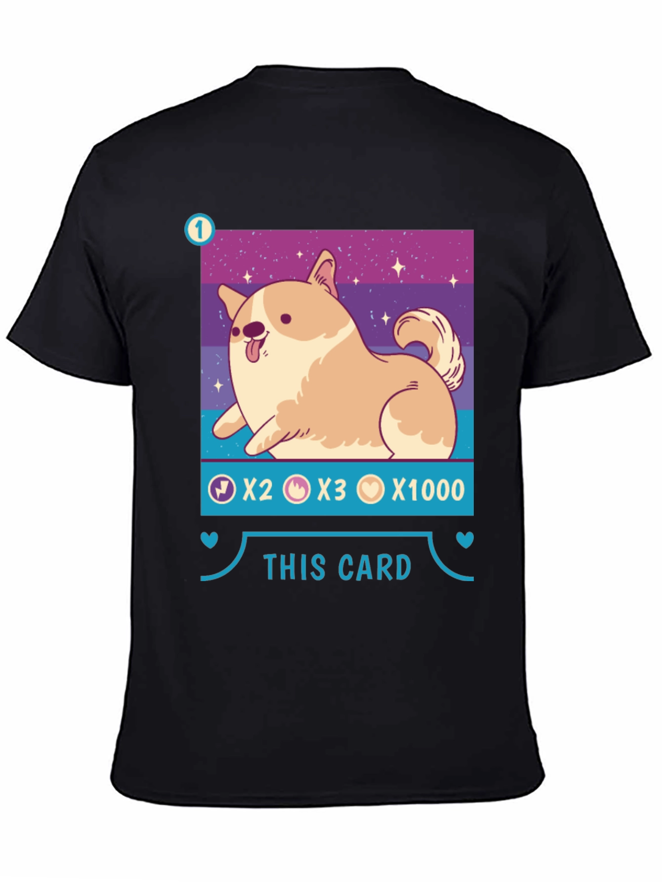 Black Corgi Card Game T-Shirt - Cute & Stylish! view 4
