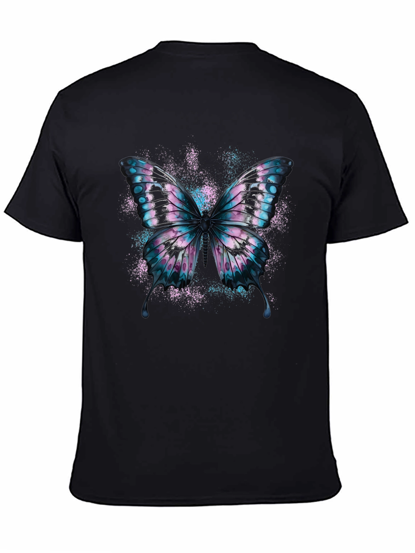 Black Butterfly Graphic Black Cotton T-Shirt view 4