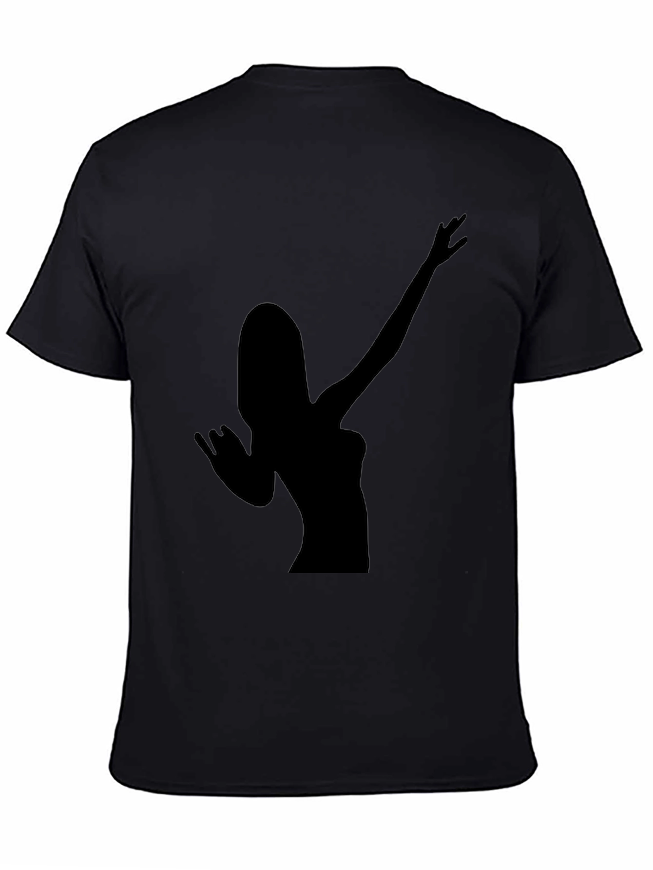 Black Silhouette Woman Gesture Black T-Shirt view 4