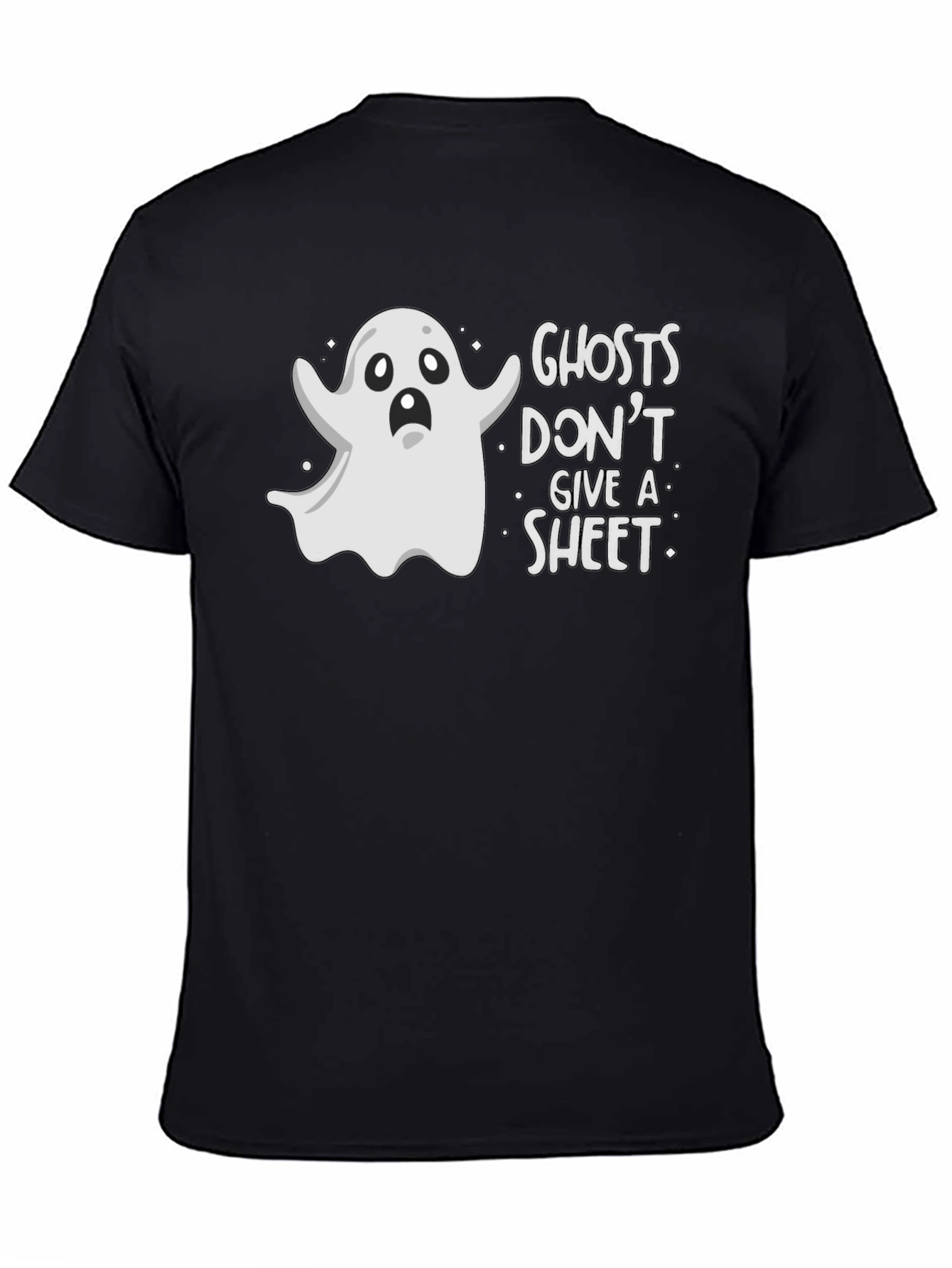 Black Funny Ghosts Don't Give A Sheet Graphic T-Shirt view 4