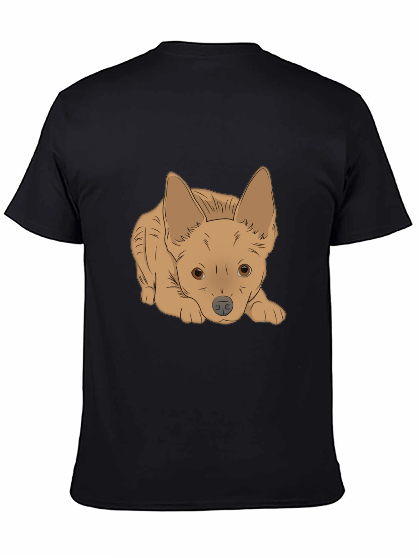Black Cute Puppy Graphic Tee - Black Cotton T-Shirt view 4