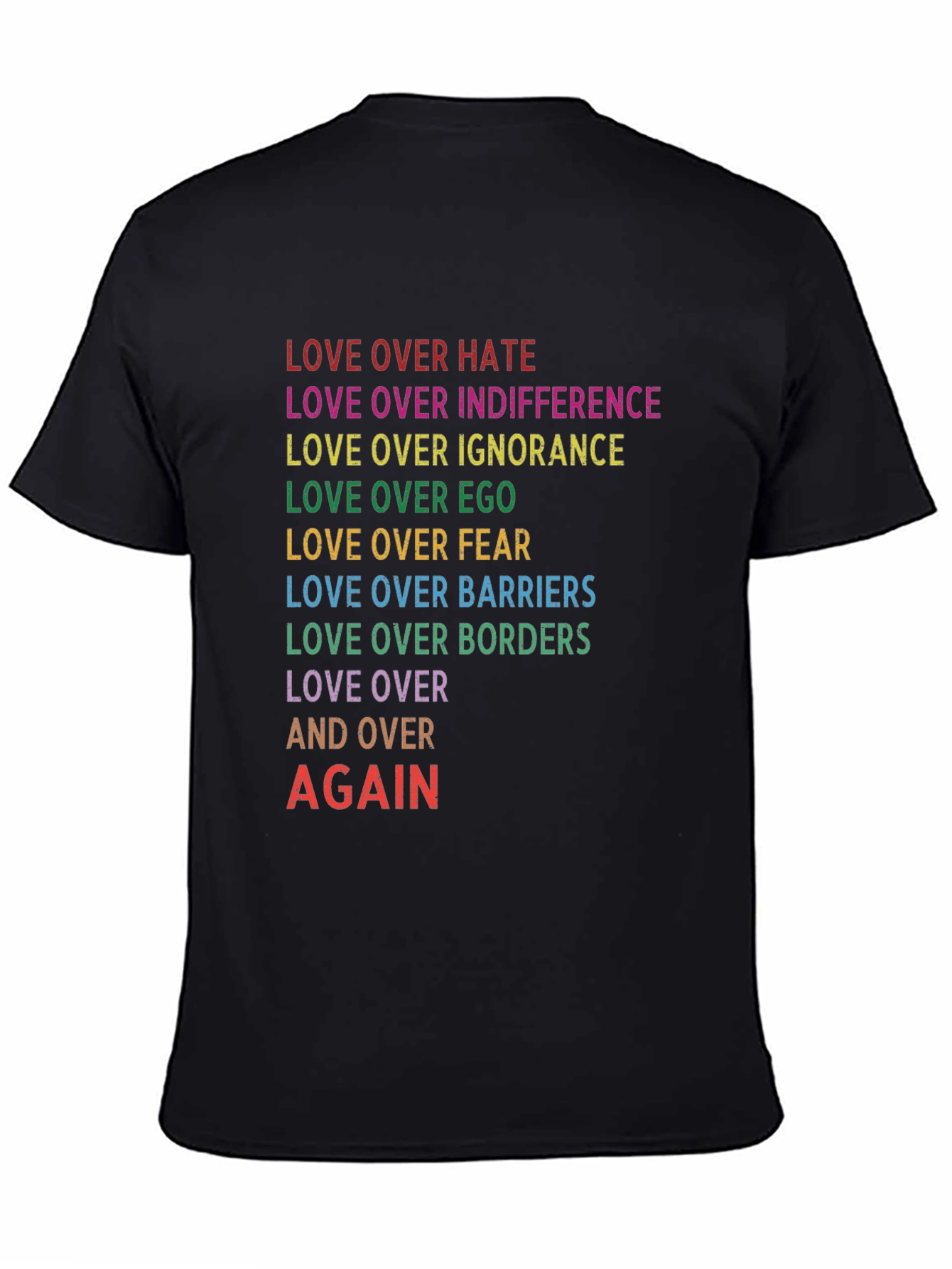 Black Love Over All Rainbow Text T-Shirt view 4