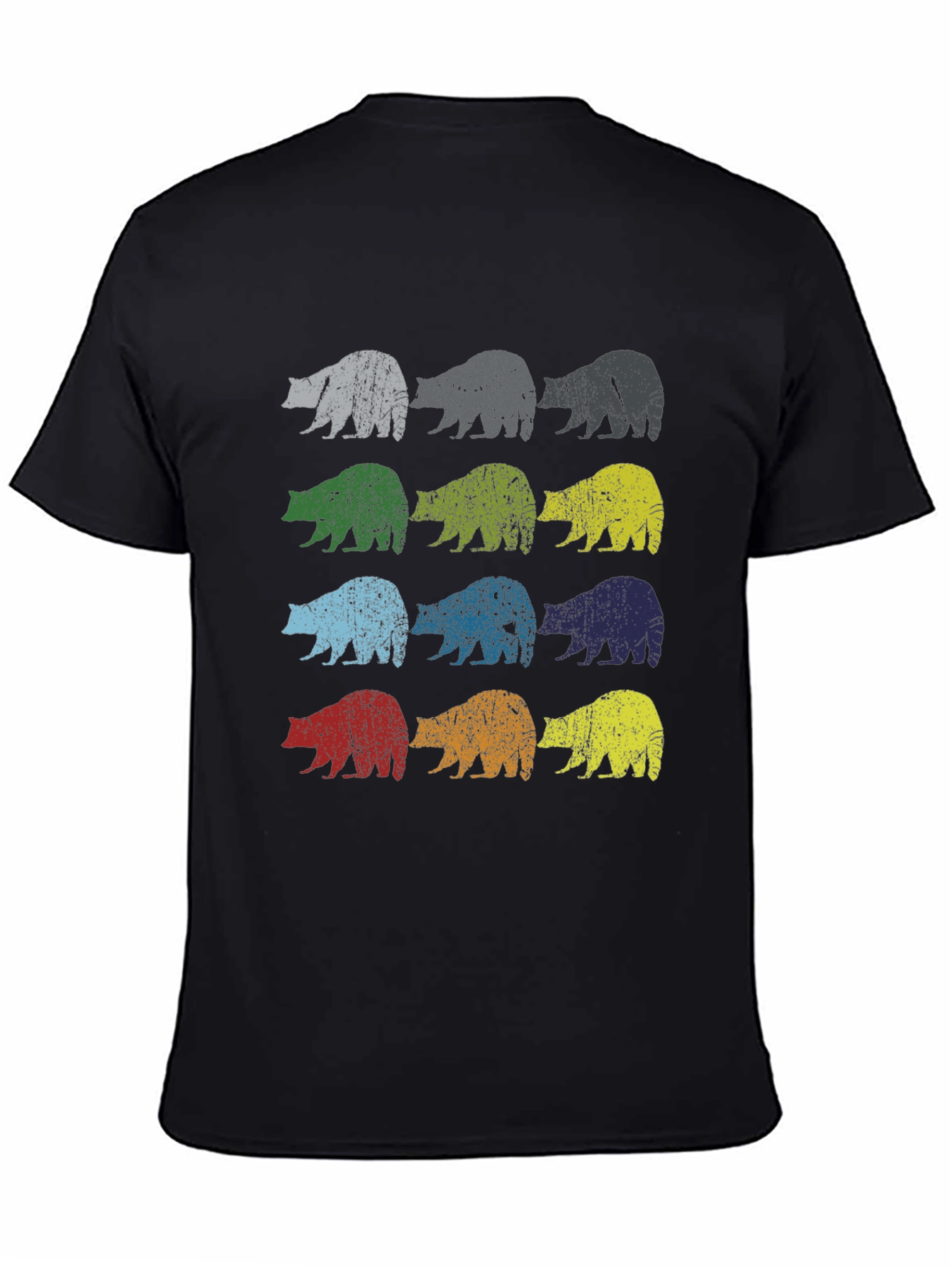 Black Retro Bear Graphic Tee - Black Cotton Casual Shirt view 4