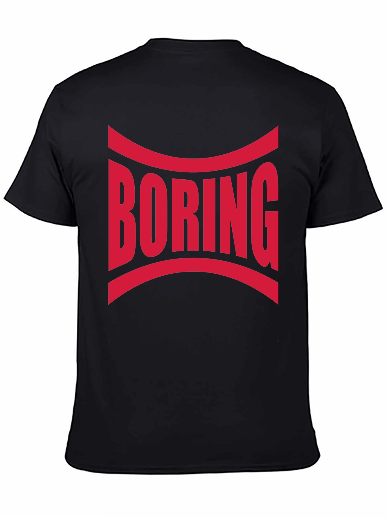 Black Boring Graphic Print Crew Neck T-Shirt view 4