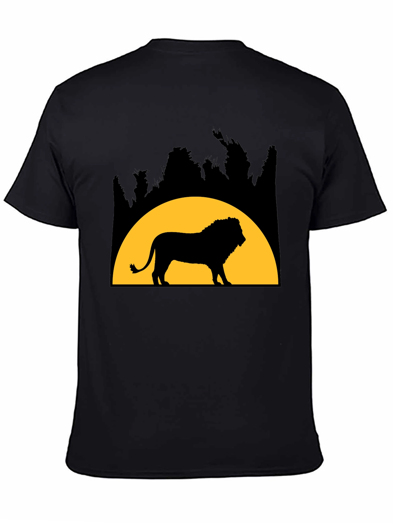 Black Lion Silhouette Graphic Tee - Black Cotton Blend view 4