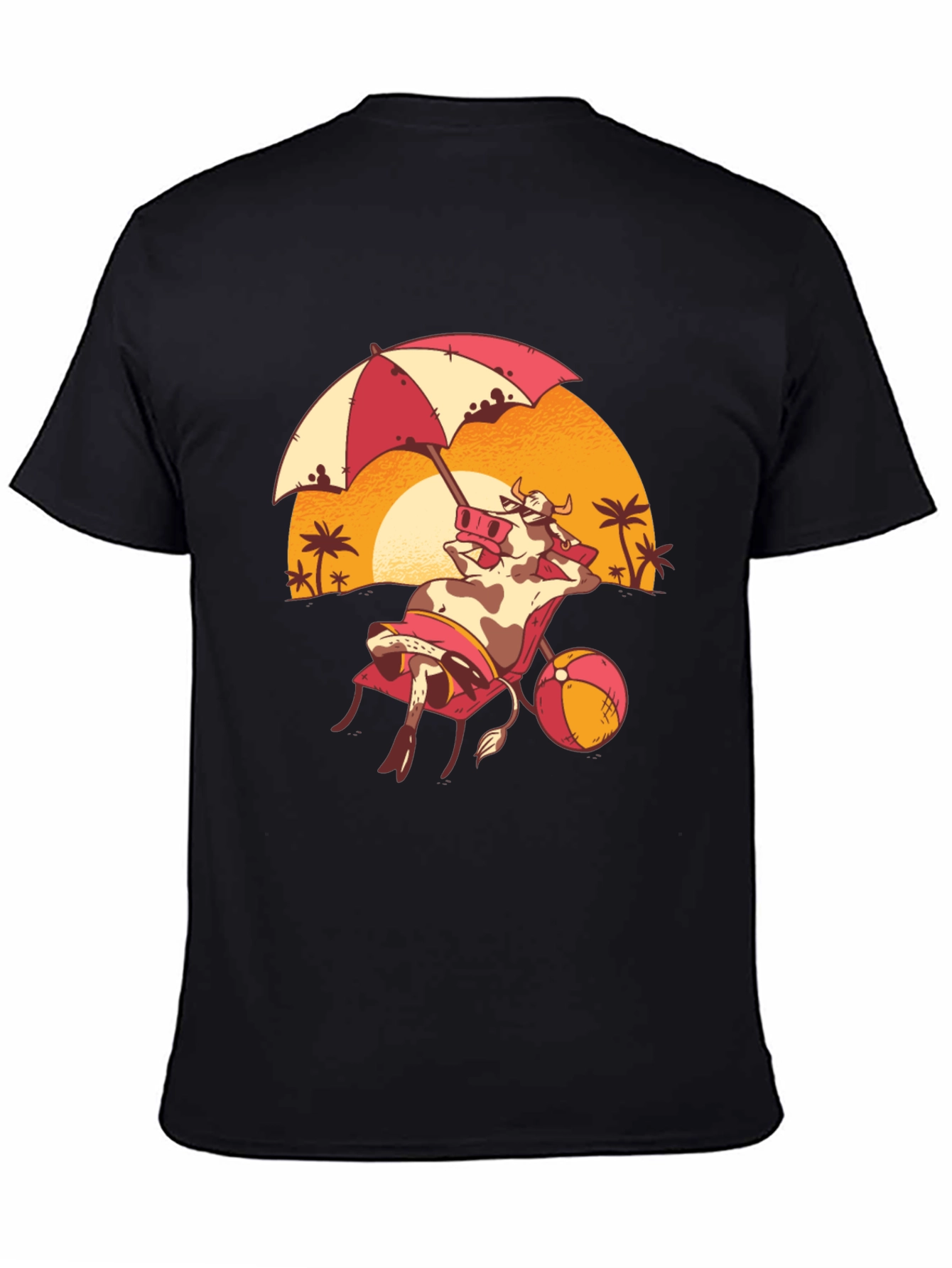 Black Funny Cow Beach T-Shirt - Summer Vacation Tee view 4