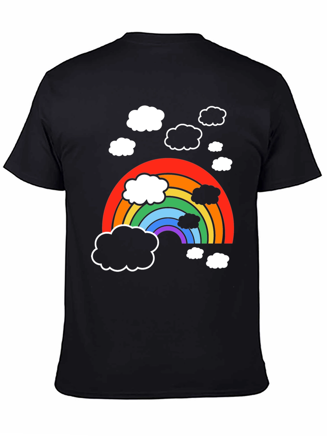 Black Rainbow Cloud Graphic T-Shirt - Soft Cotton Blend view 4