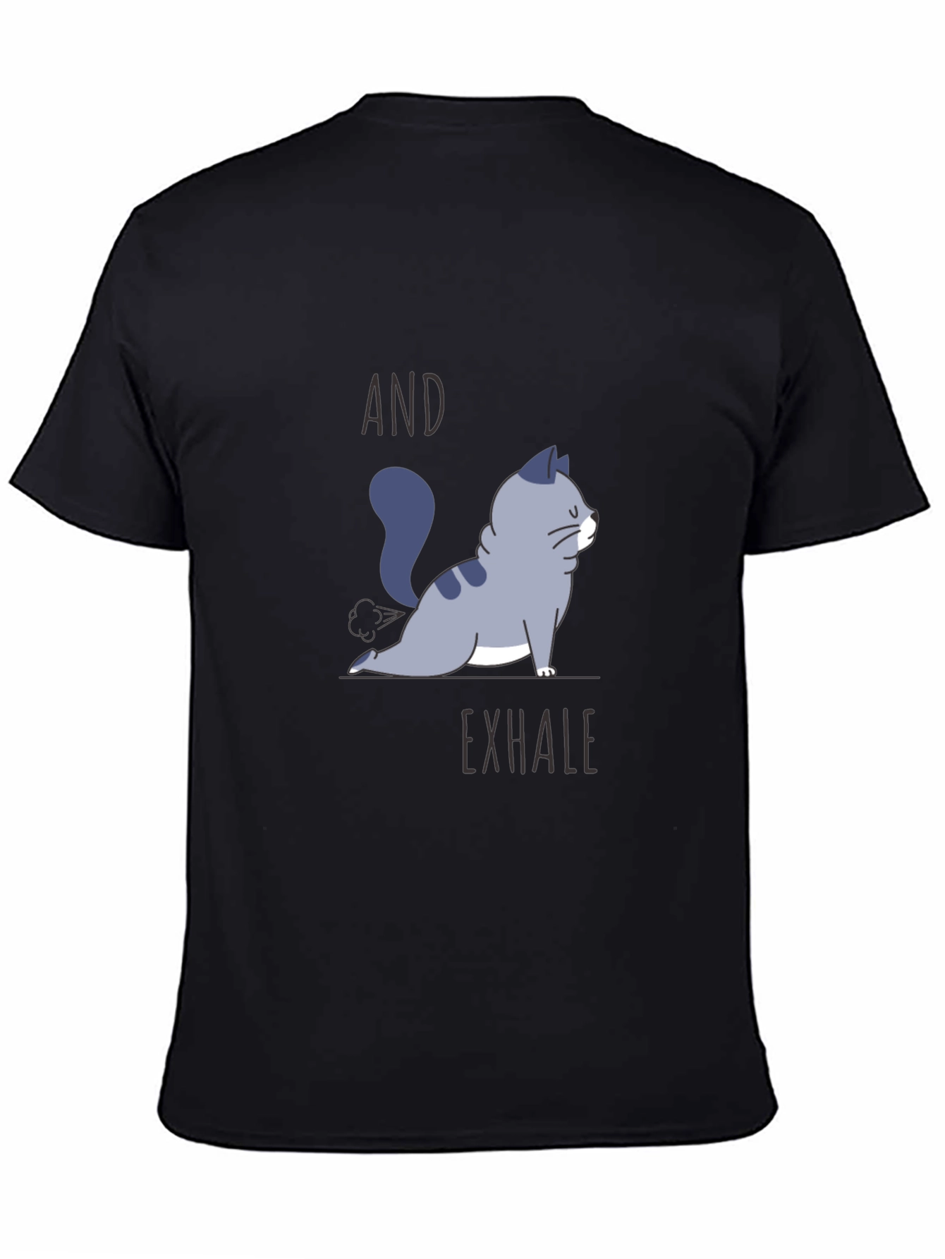 Black Yoga Cat T-Shirt - And Exhale Graphic Tee view 4