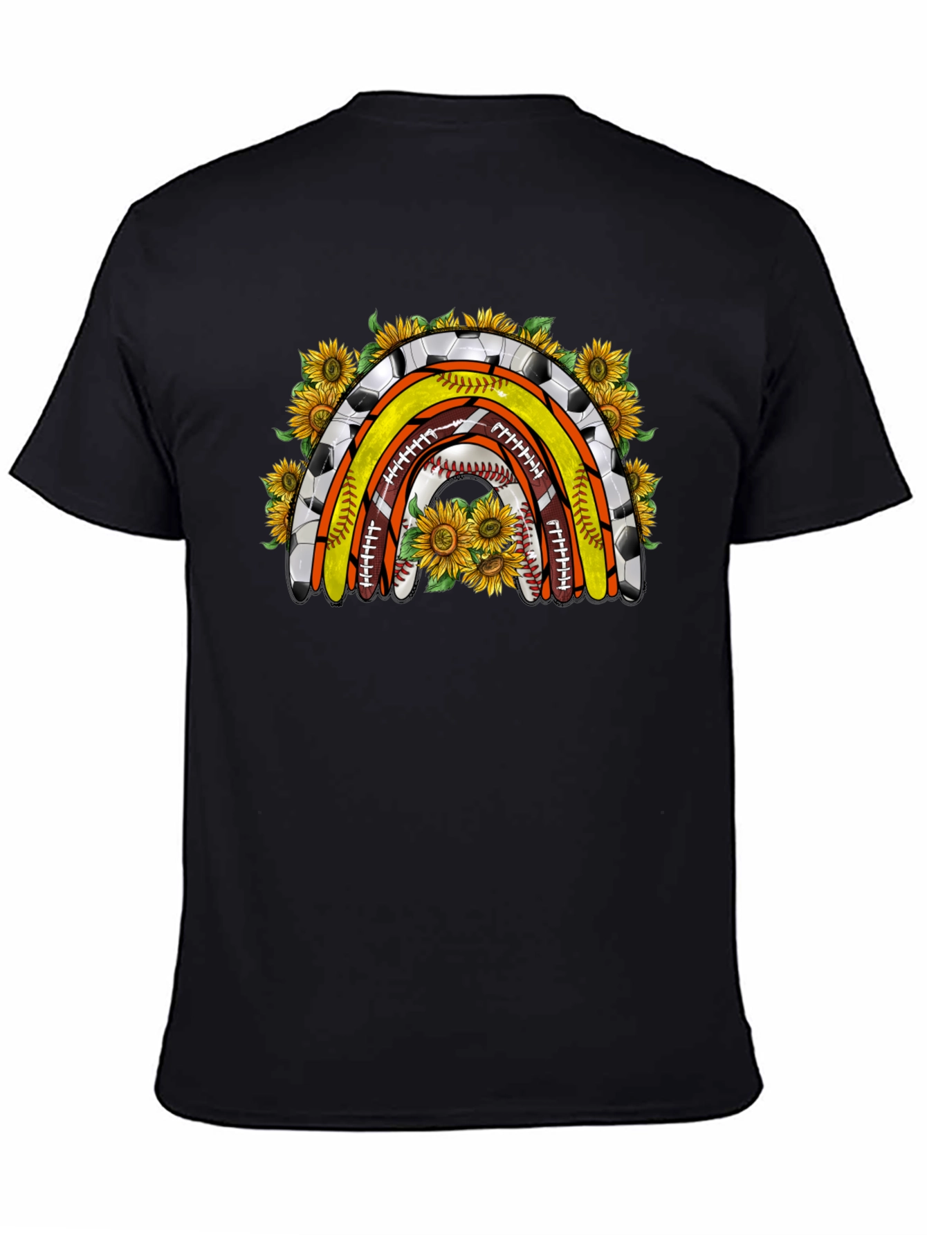 Black Sports Rainbow with Sunflowers T-Shirt view 4