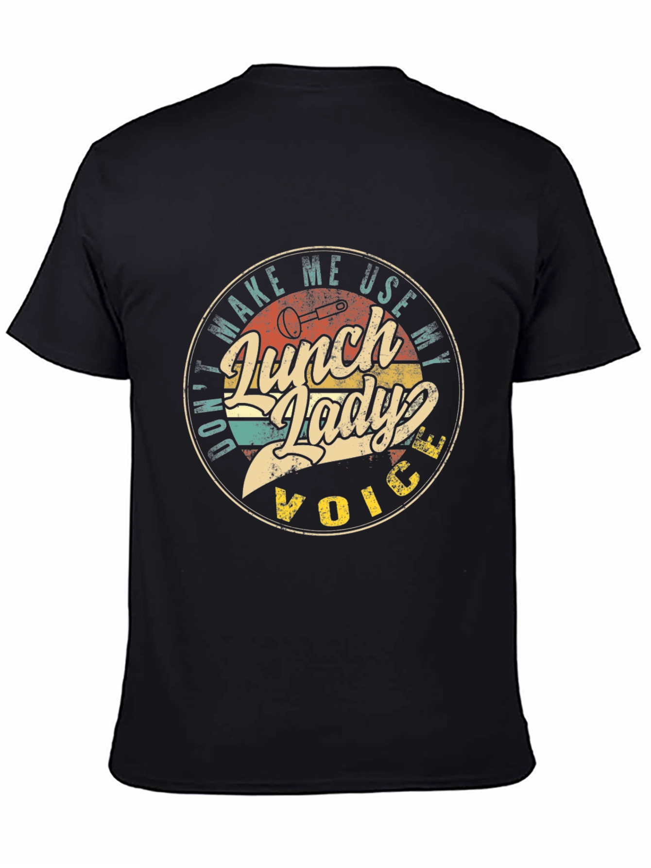 Black Lunch Lady Voice Retro T-Shirt view 4
